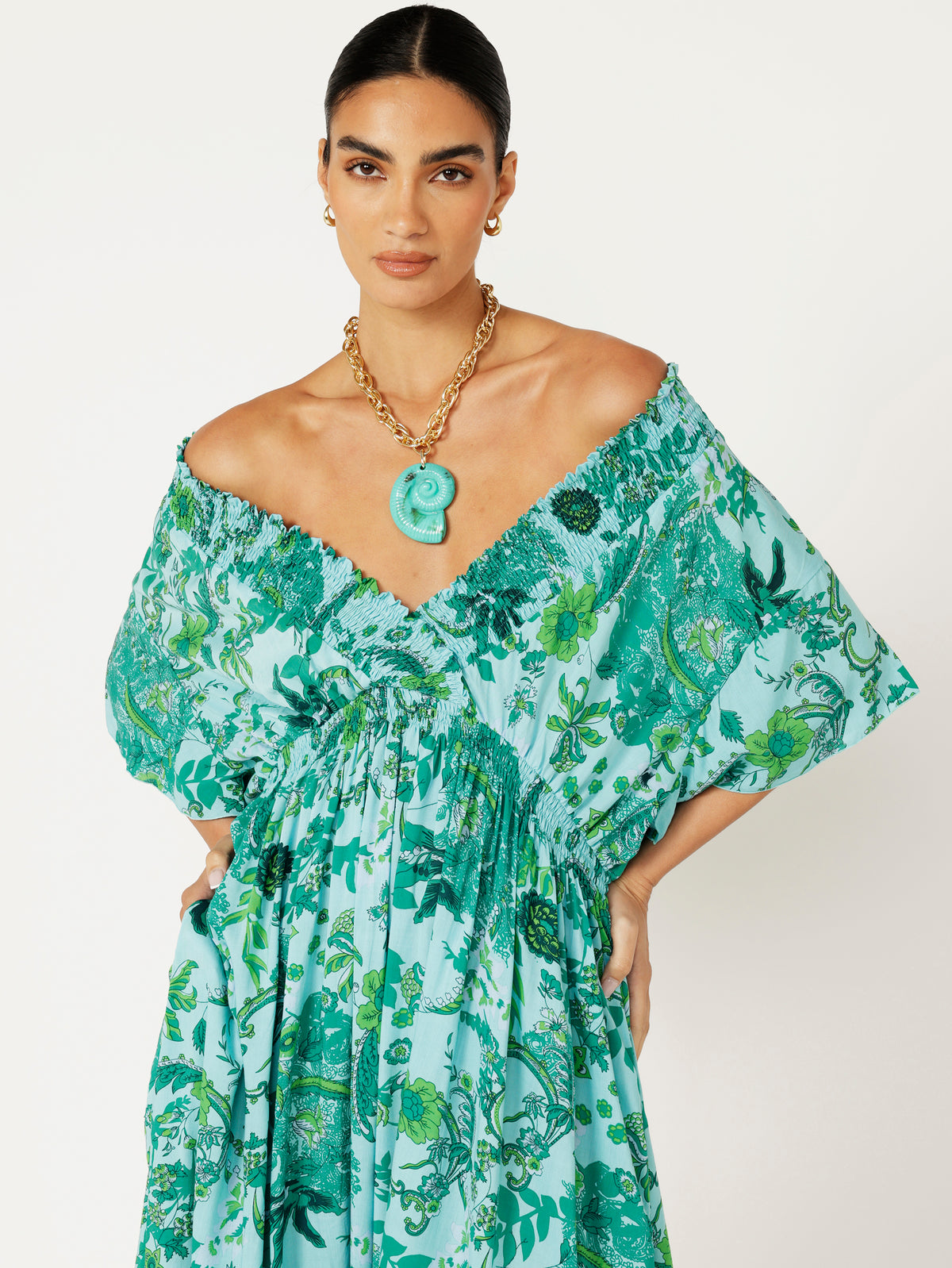 Barcelona Dress Maxi | Ocean Garden - Saffron Road