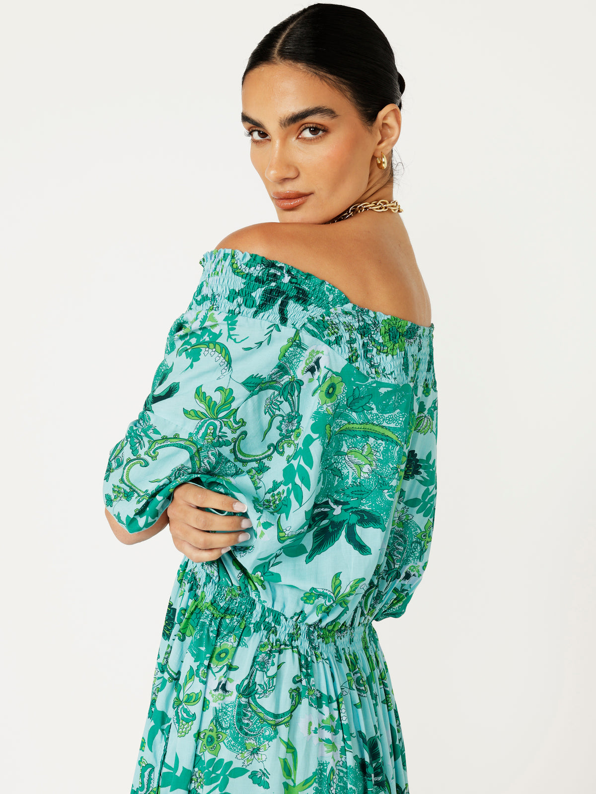 Barcelona Dress Maxi | Ocean Garden - Saffron Road