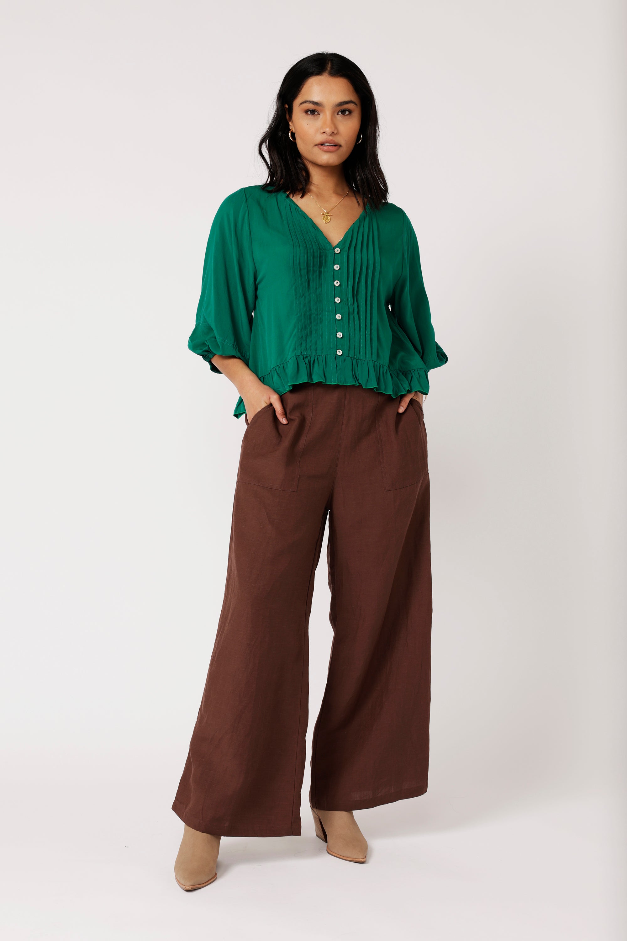 Lily Rose Top (Long Sleeve)| Forest Green - Saffron Road
