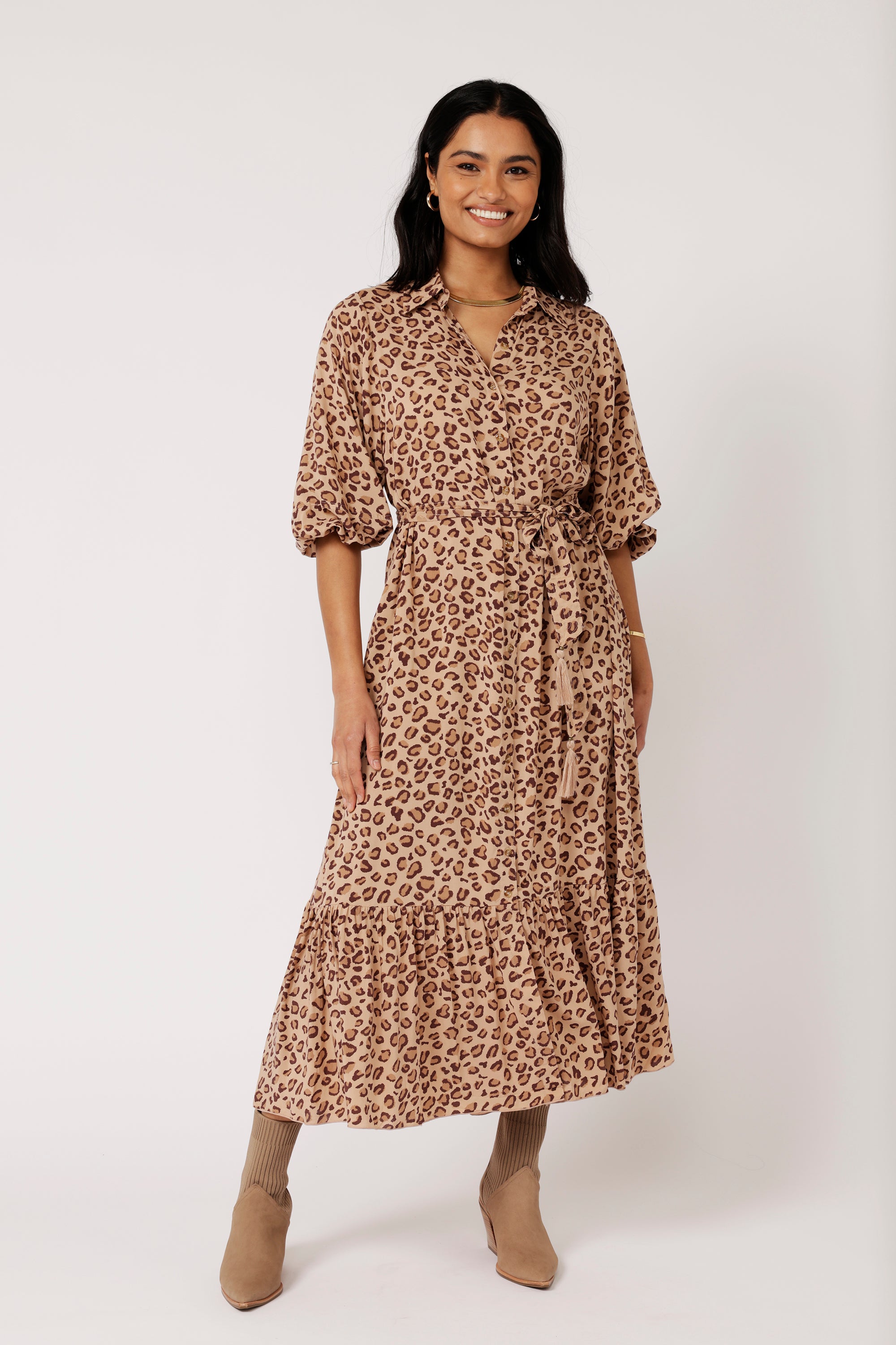 Bentley Shirt Dress MAXI | Leopard - Saffron Road