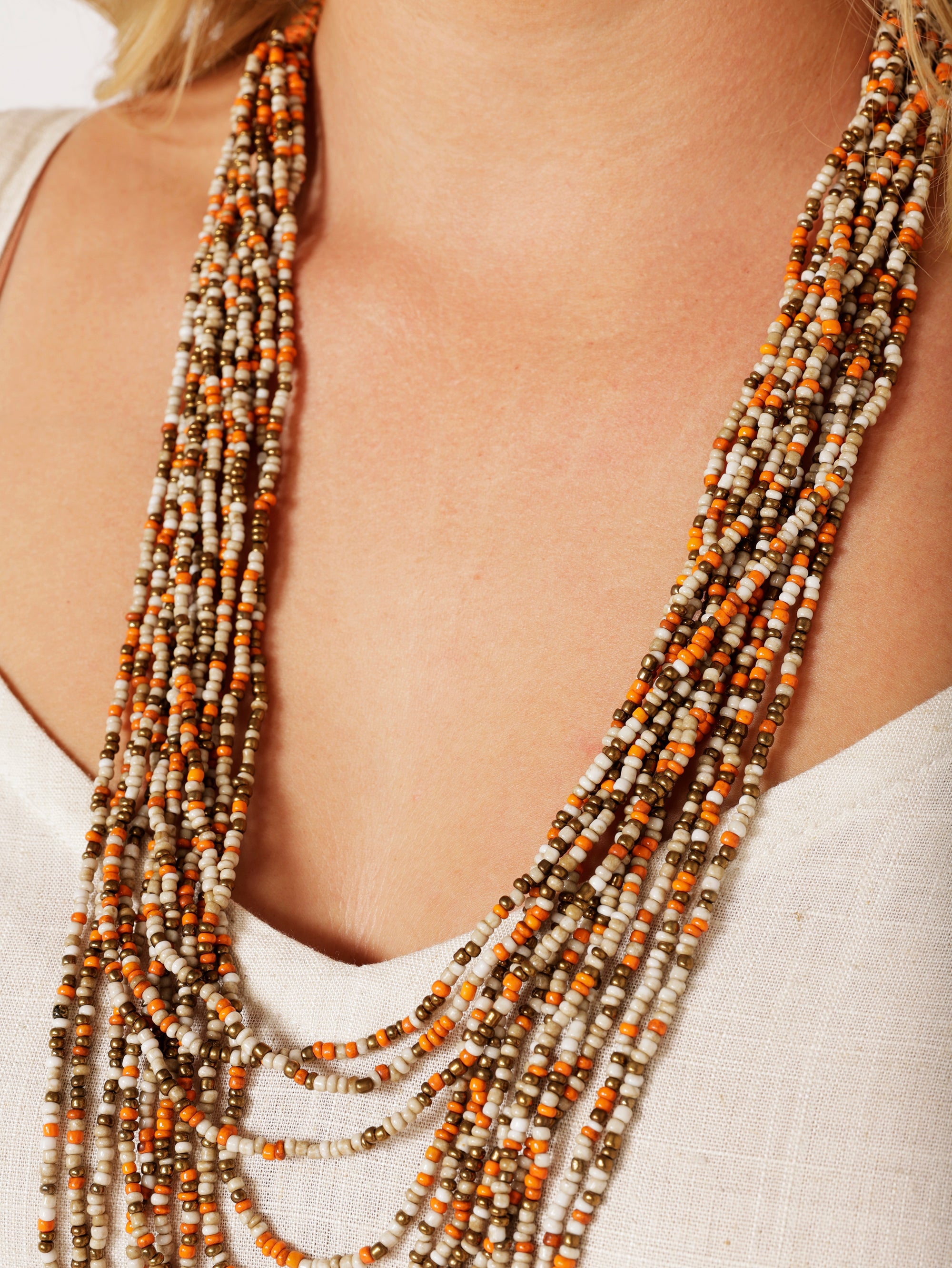 Long Layer Necklace | Orange - Saffron Road