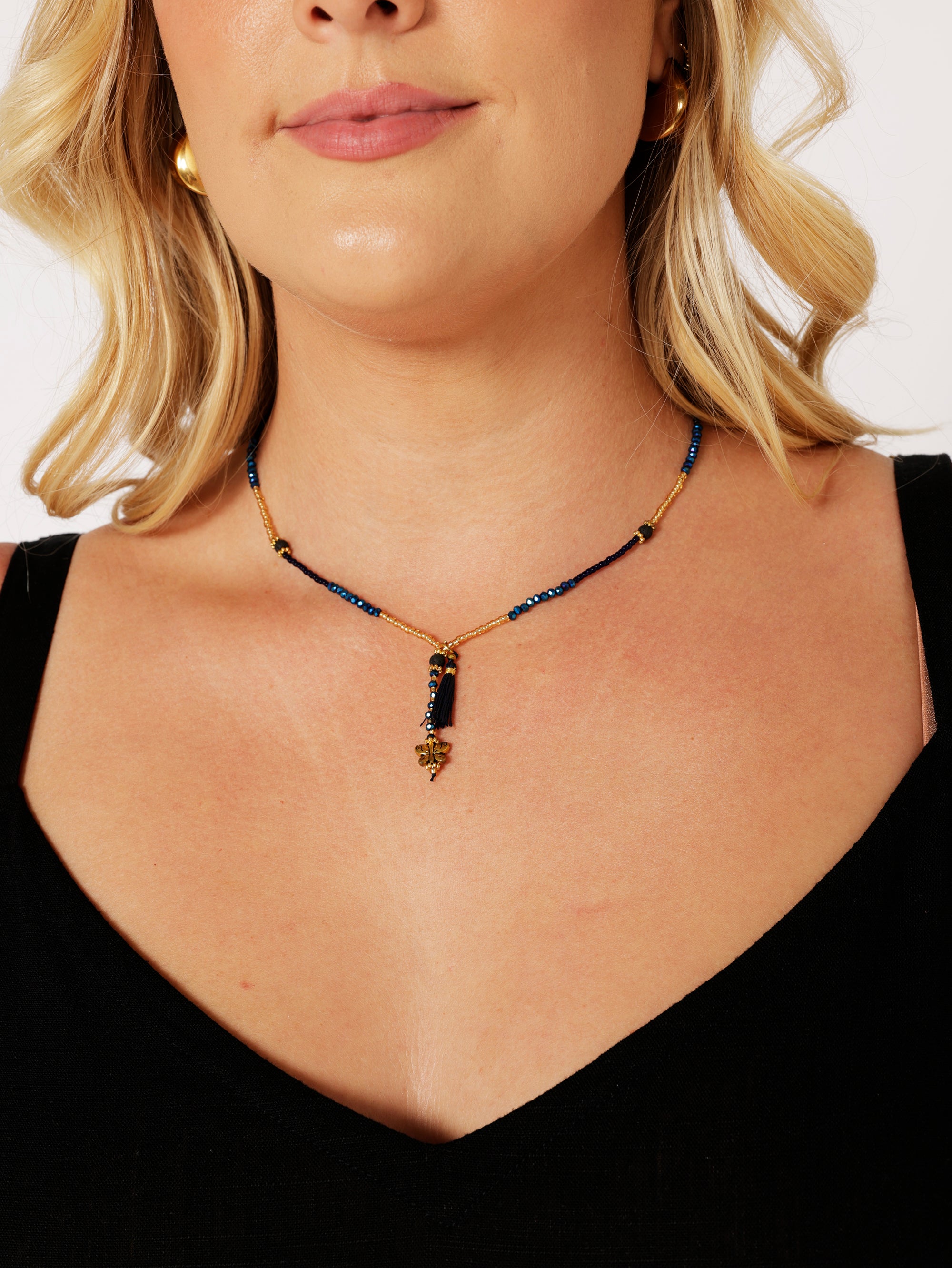 Butterfly Necklace | Navy - Saffron Road