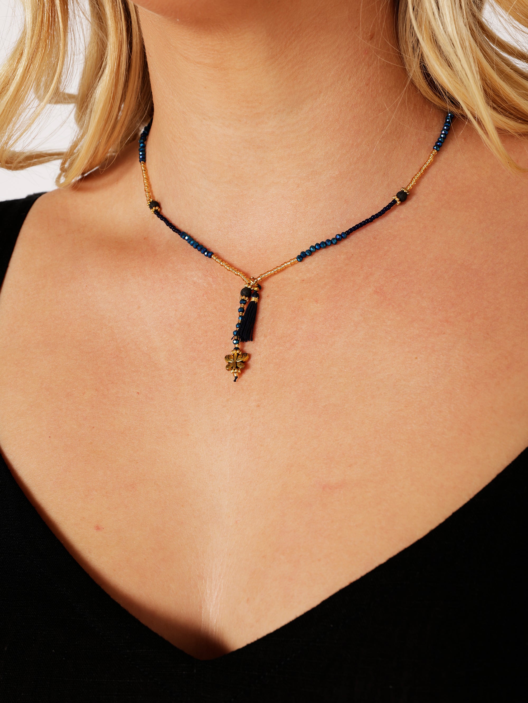 Butterfly Necklace | Navy - Saffron Road