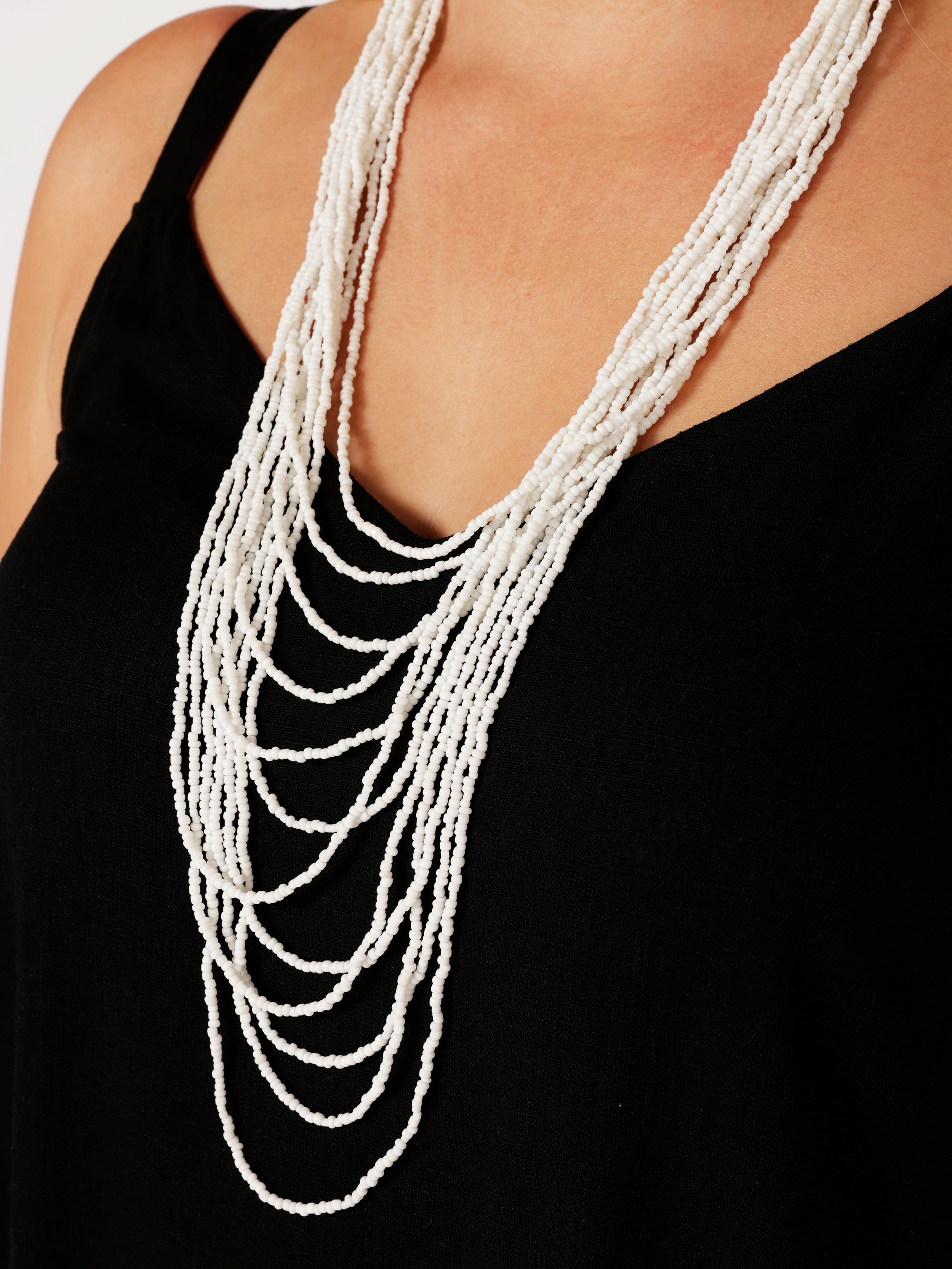 Long Layer Necklace | White - Saffron Road