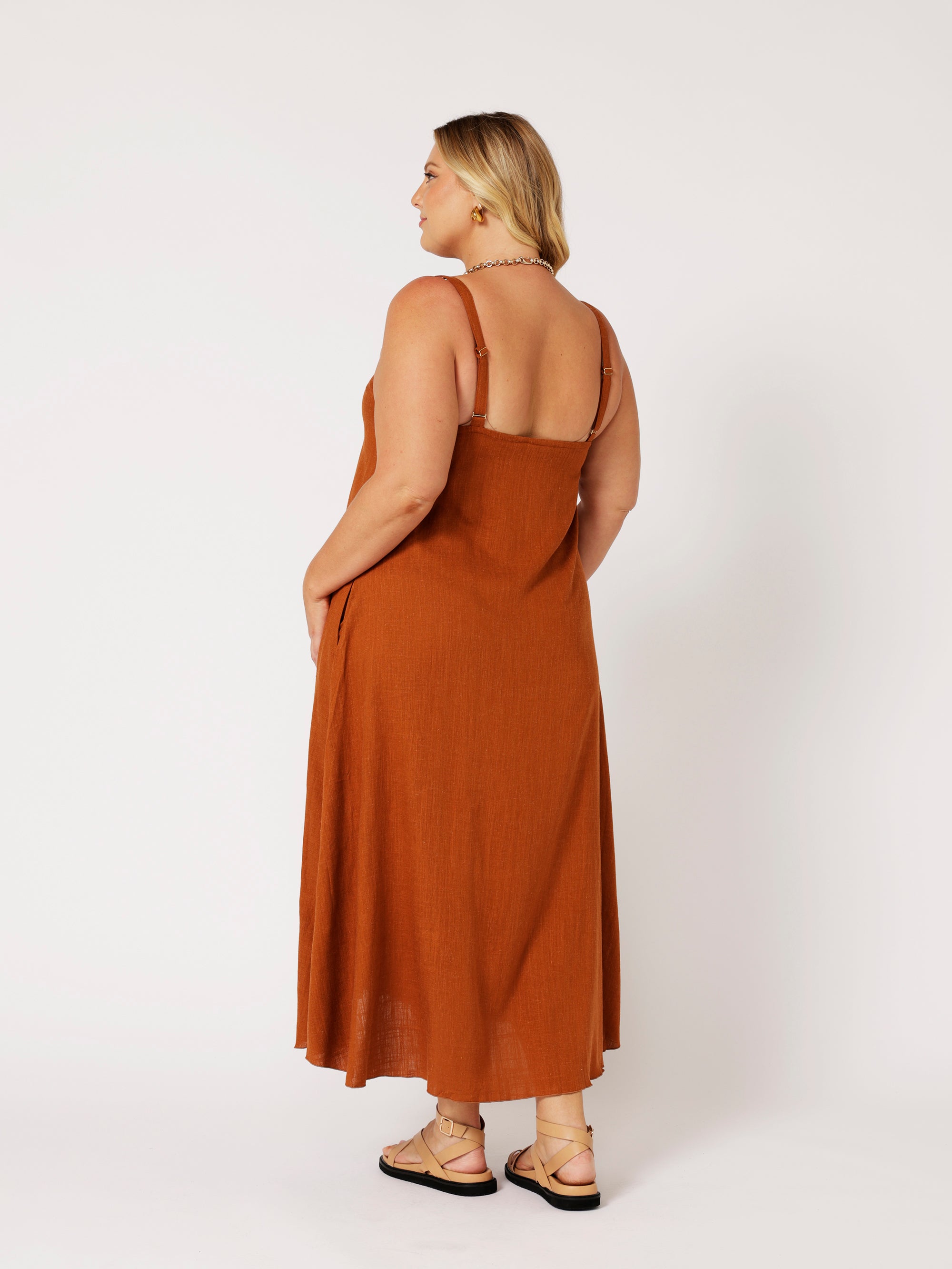 A-line Slip Dress | Cinnamon | Viscose Linen - Saffron Road