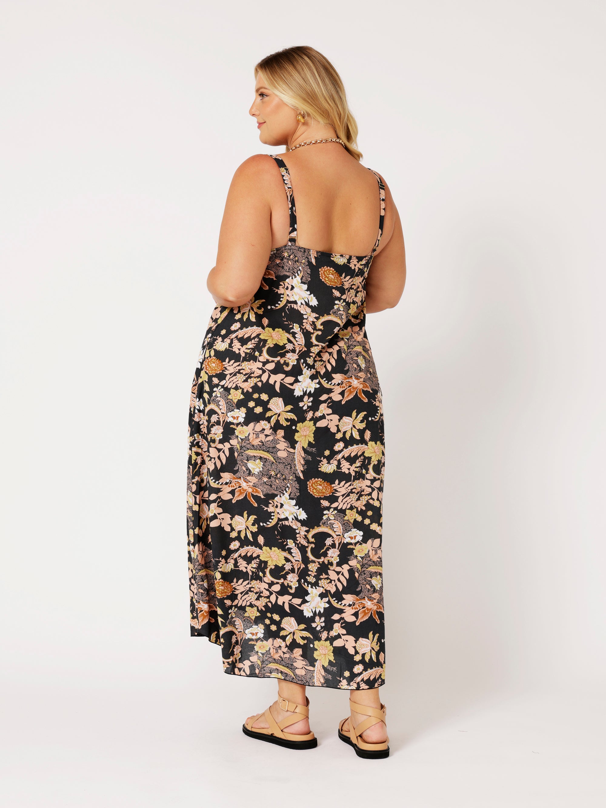 A-line Slip Dress | Midnight Garden - Saffron Road