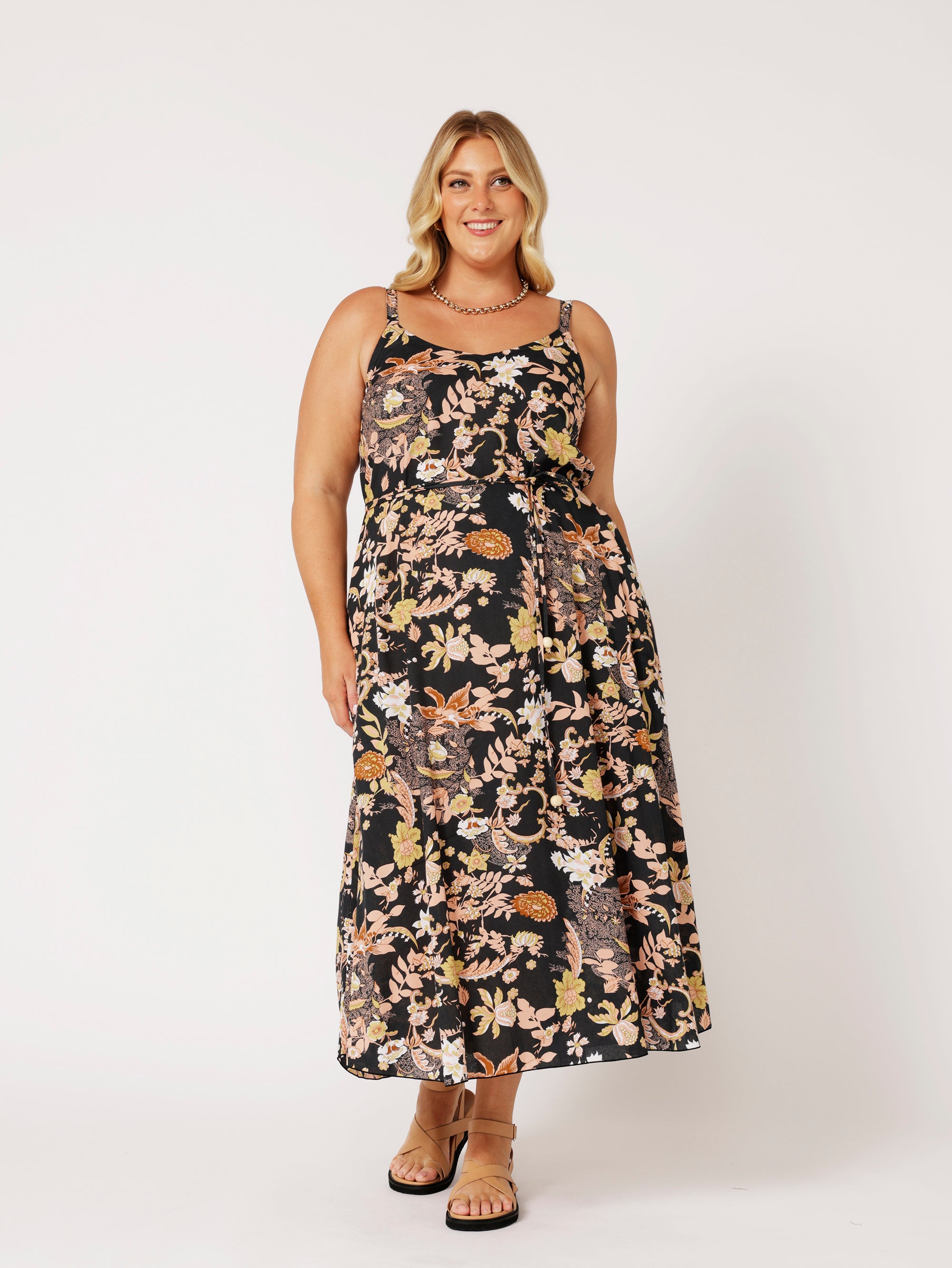 A-line Slip Dress | Midnight Garden - Saffron Road