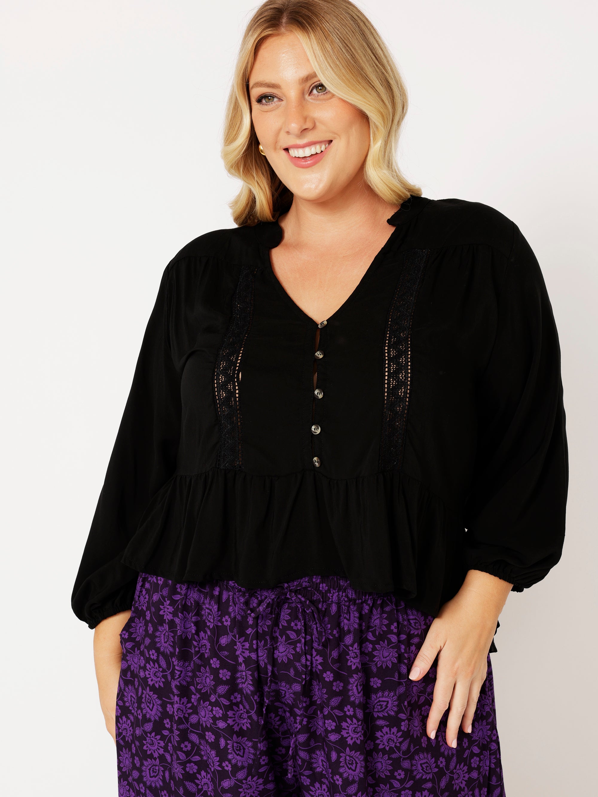 Jilly Blouse | Black - Saffron Road