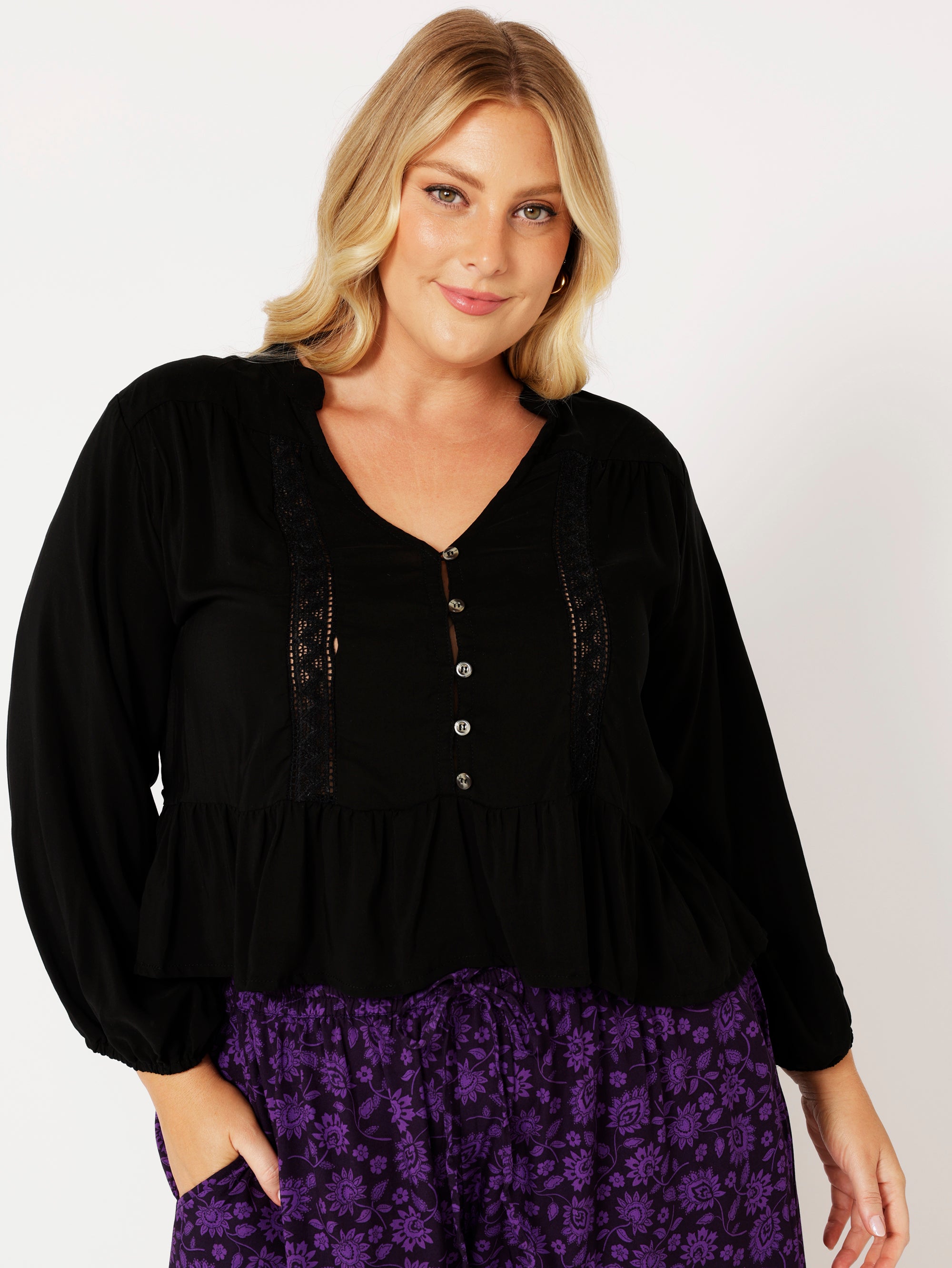 Jilly Blouse | Black - Saffron Road