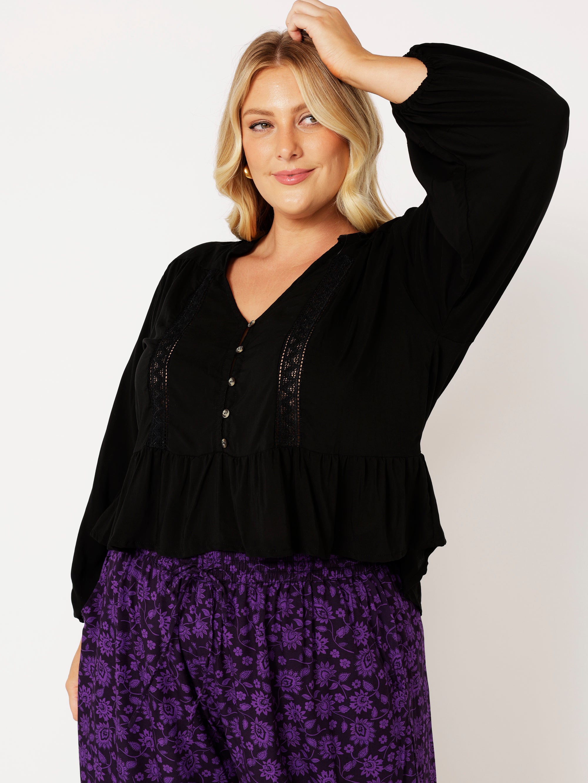 Jilly Blouse | Black - Saffron Road