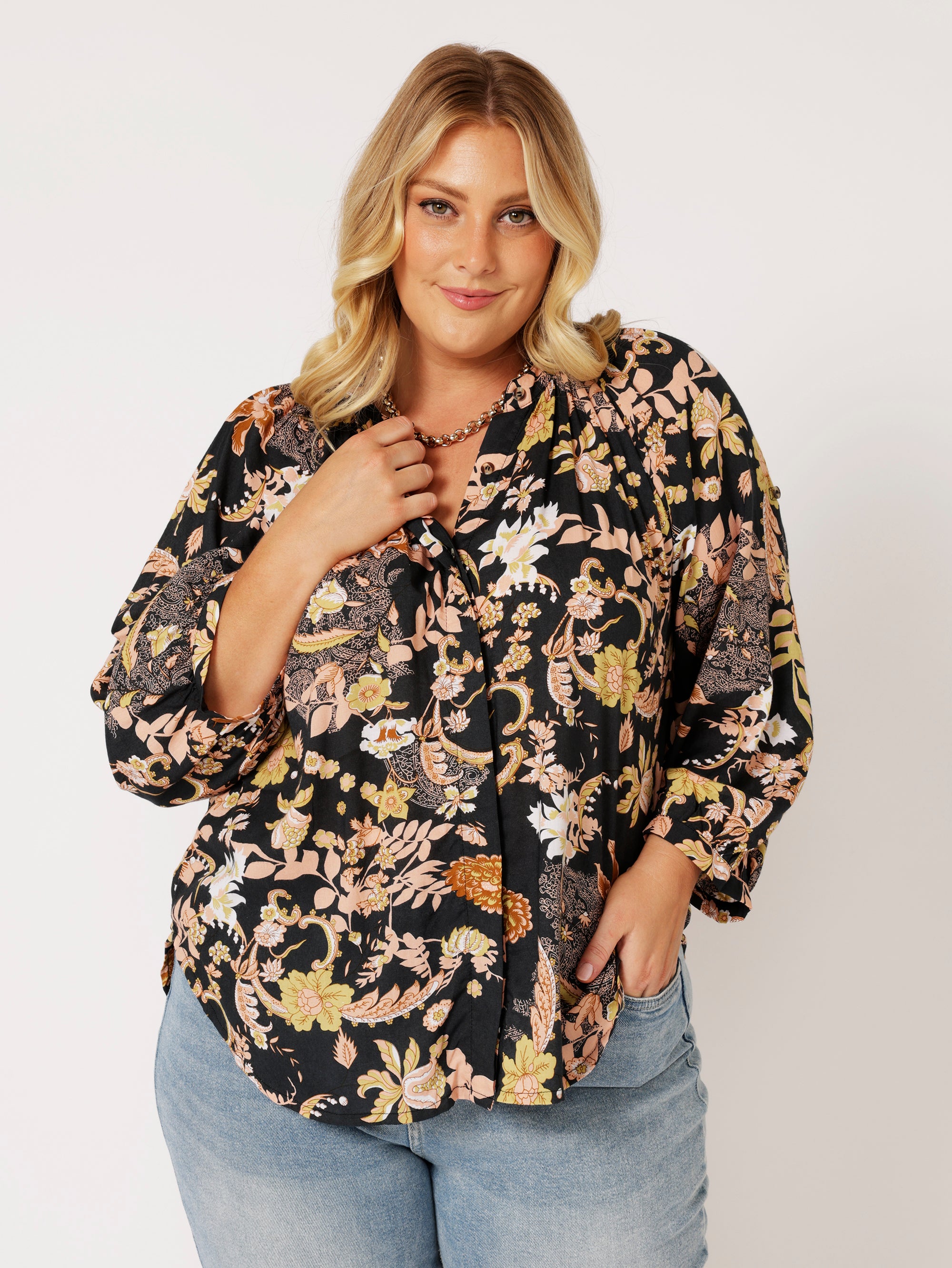 Beatrix Blouse | Midnight Garden - Saffron Road