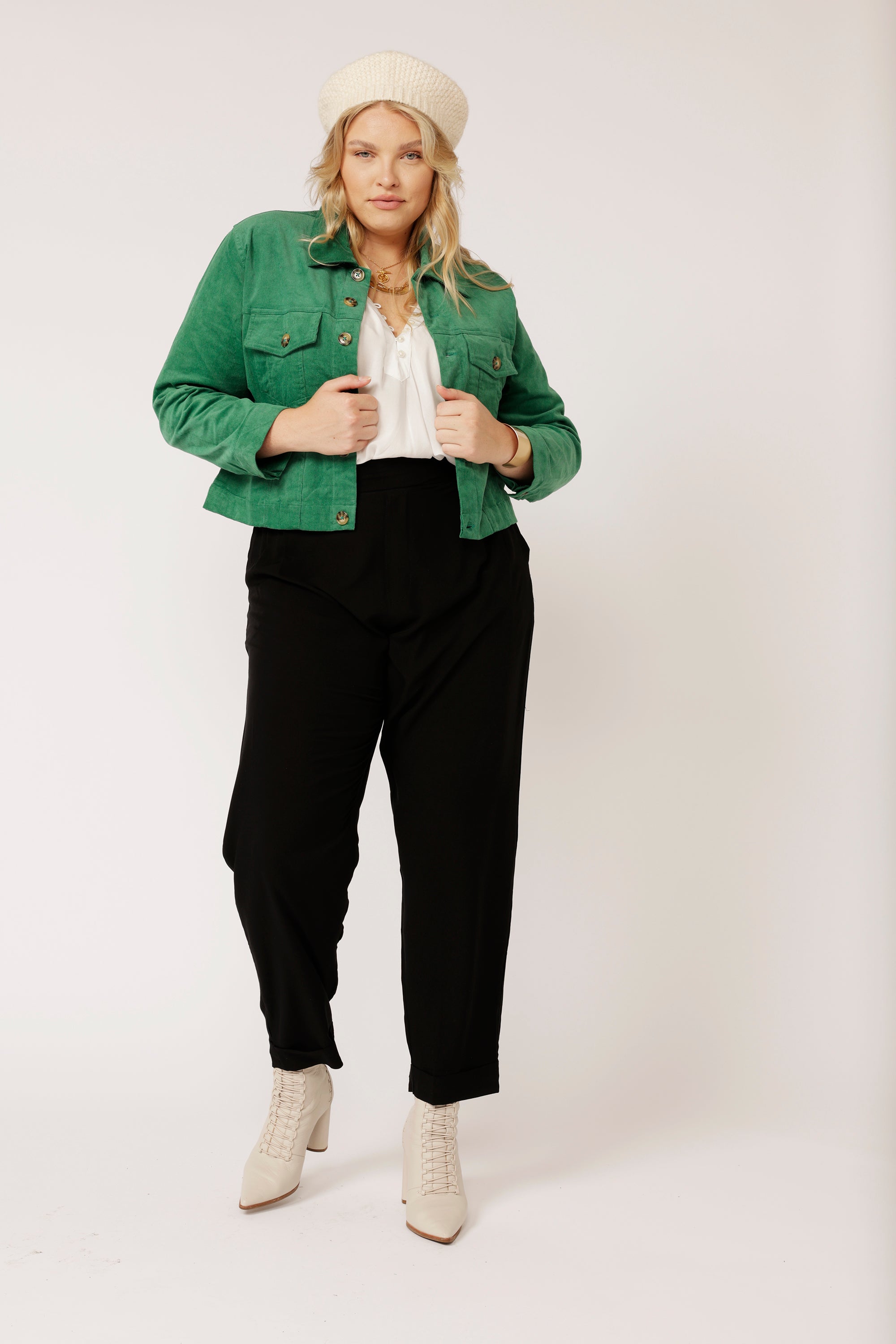 Vegas Jacket CROPPED | Green - Saffron Road