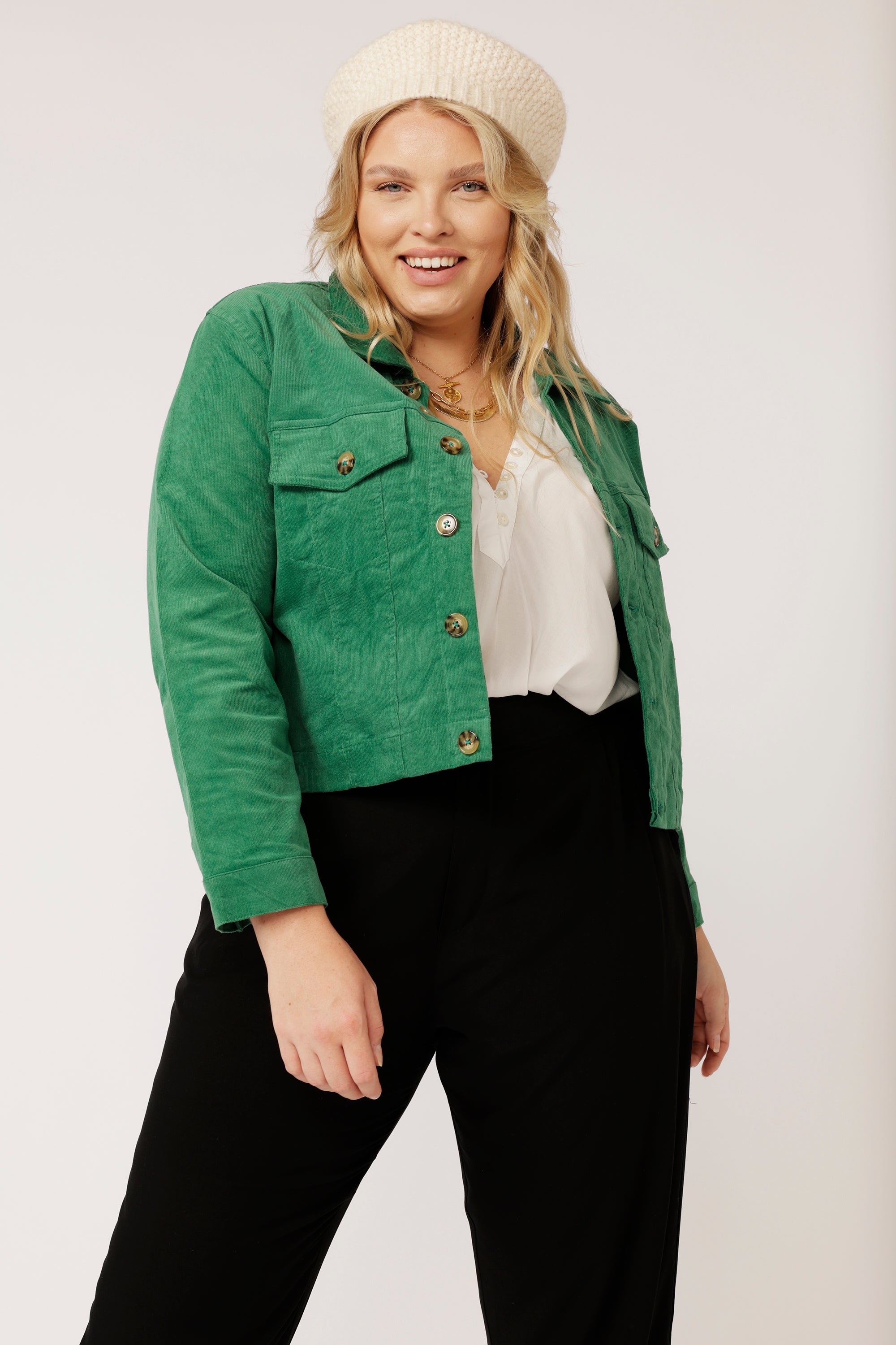 Vegas Jacket CROPPED | Green - Saffron Road