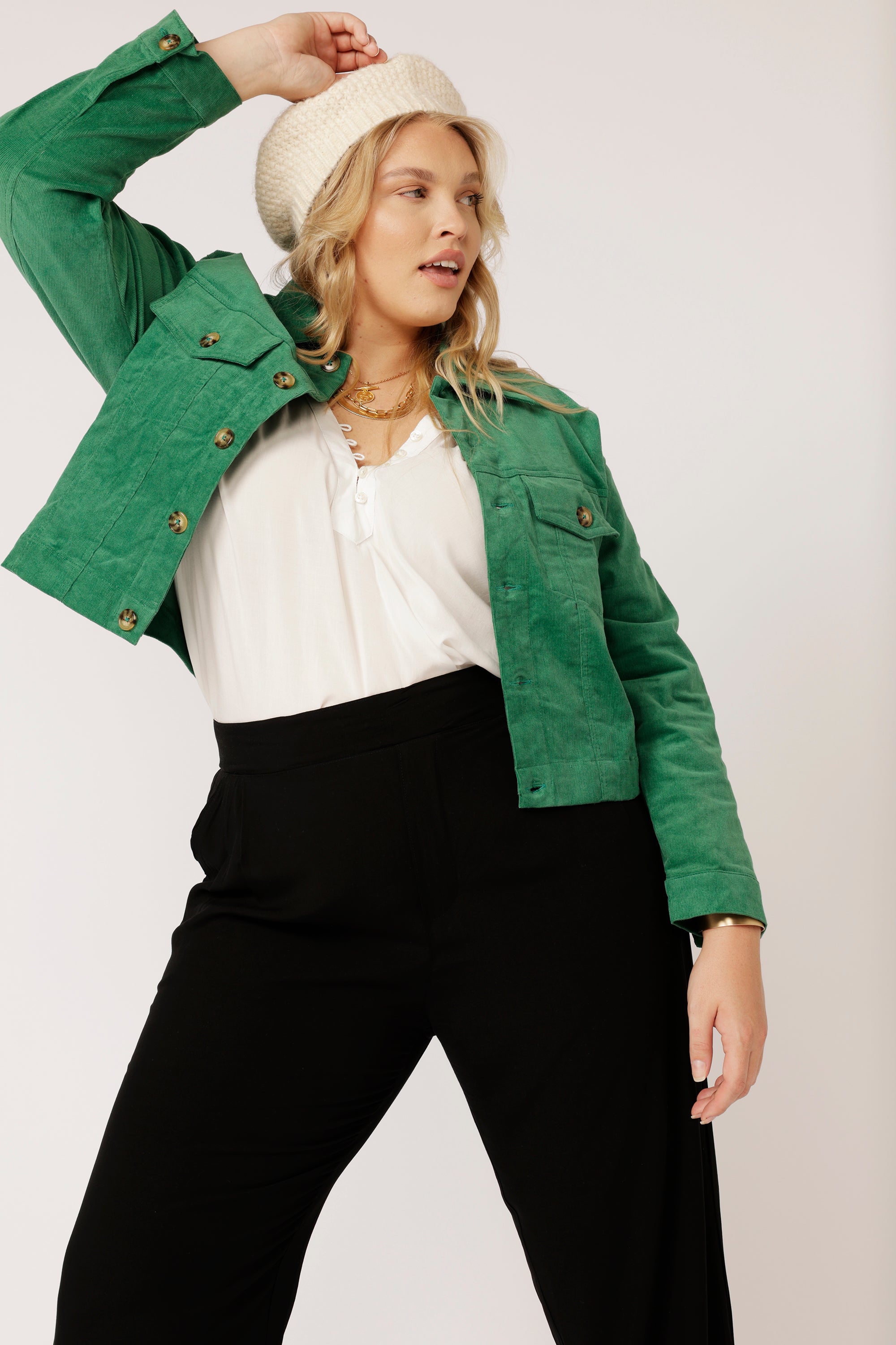 Vegas Jacket CROPPED | Green - Saffron Road