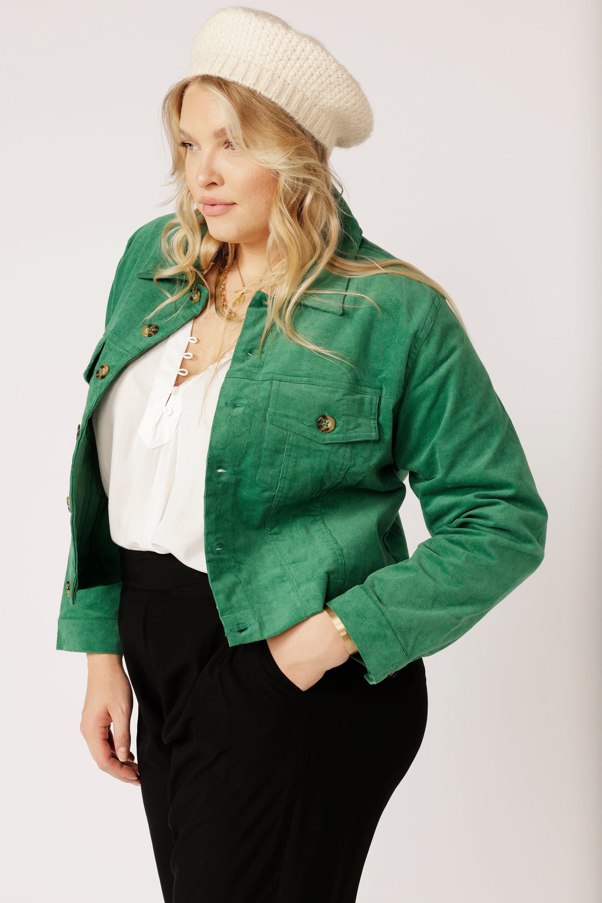 Vegas Jacket CROPPED | Green - Saffron Road