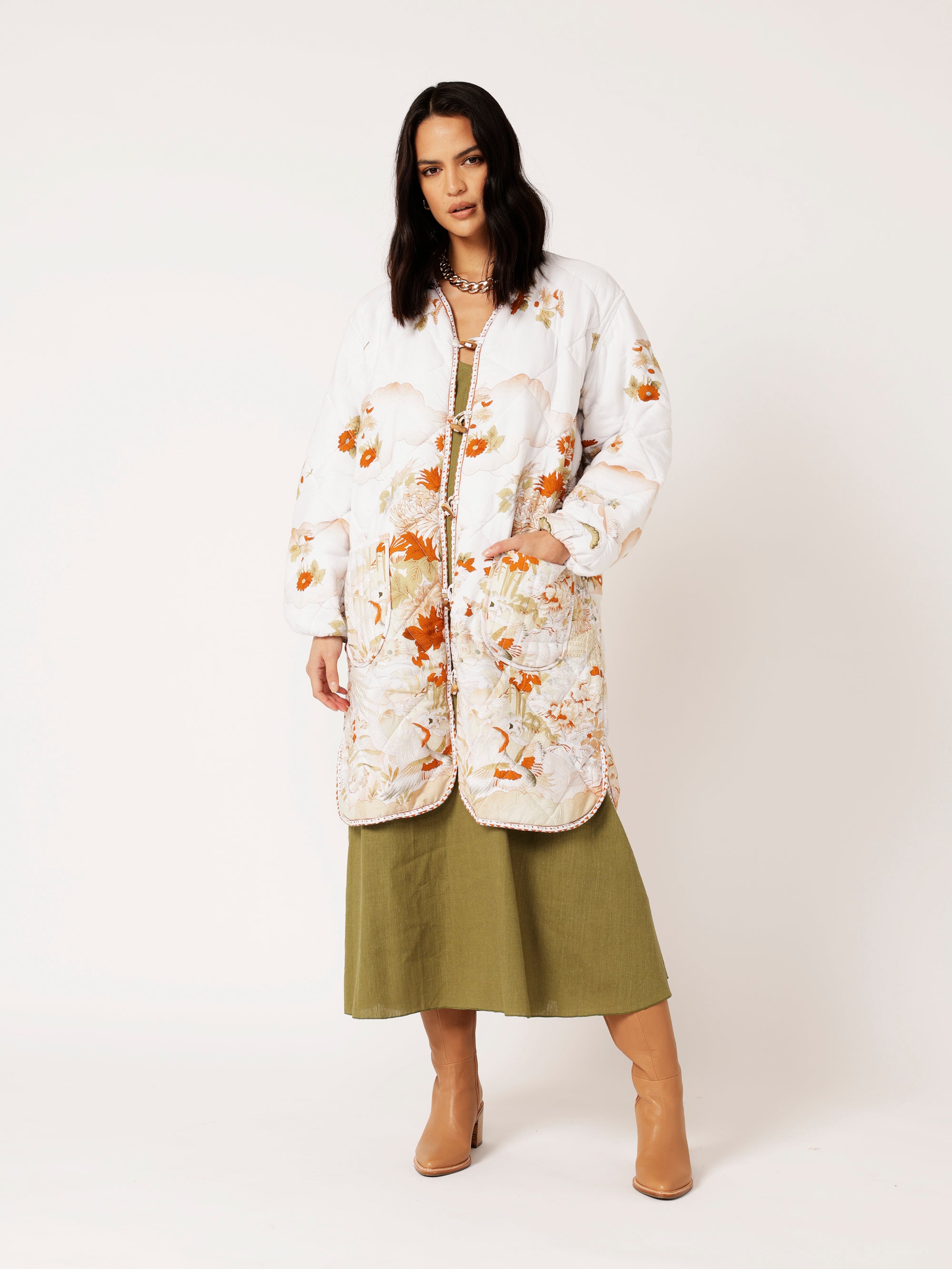Quilted Jacket LONG | Tokyo Cinnamon - Saffron Road