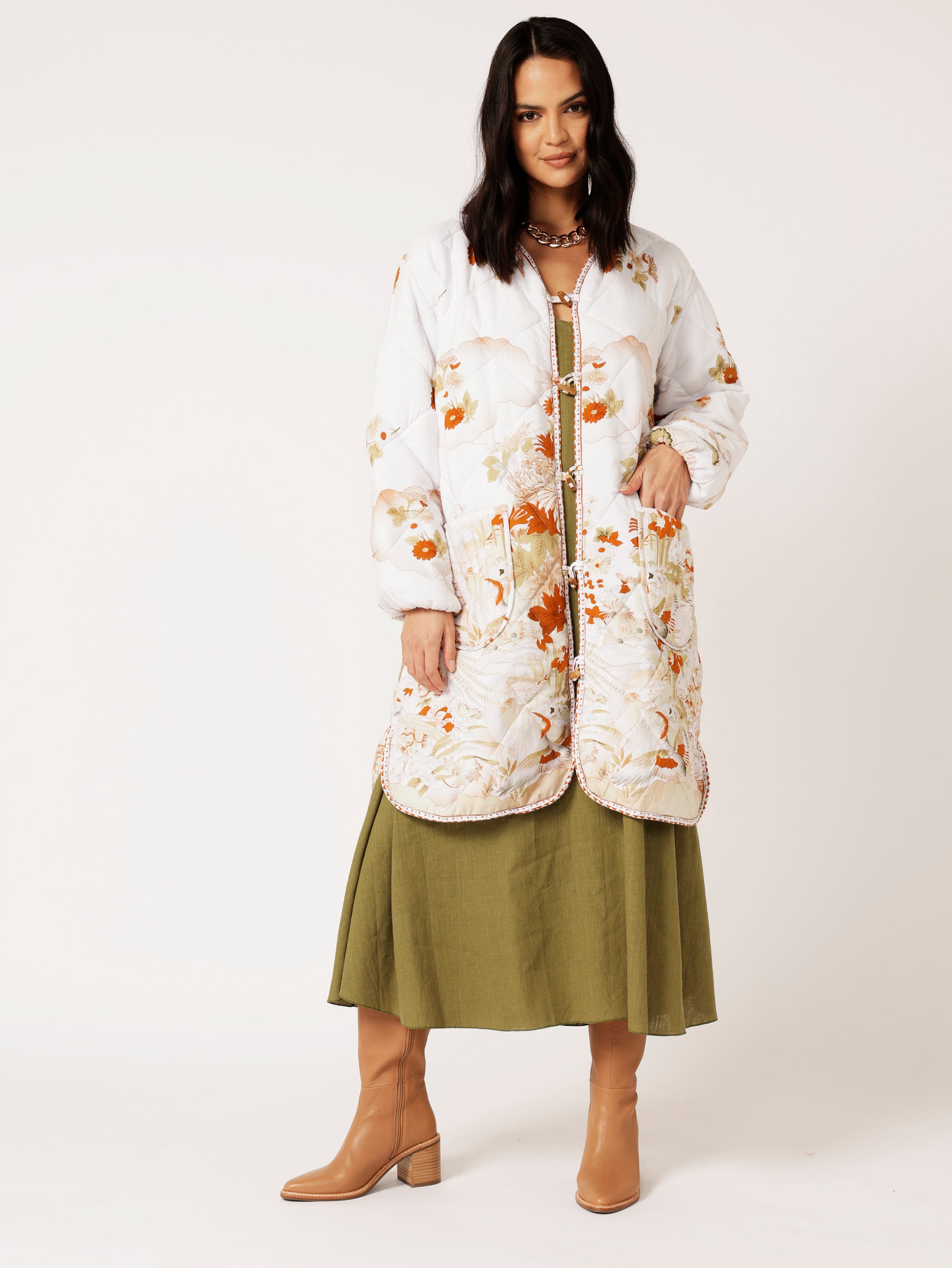 Quilted Jacket LONG | Tokyo Cinnamon - Saffron Road