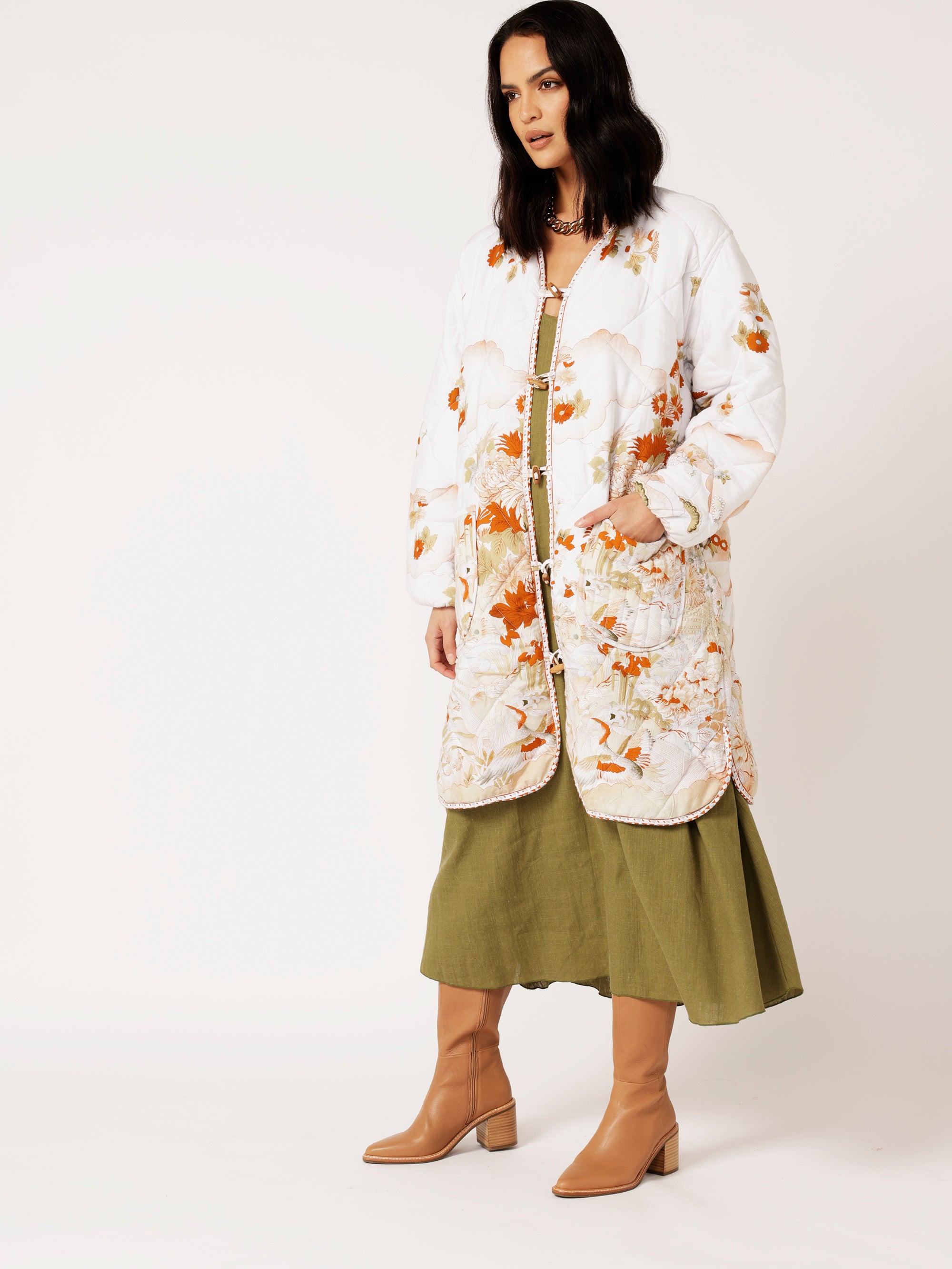 Quilted Jacket LONG | Tokyo Cinnamon - Saffron Road