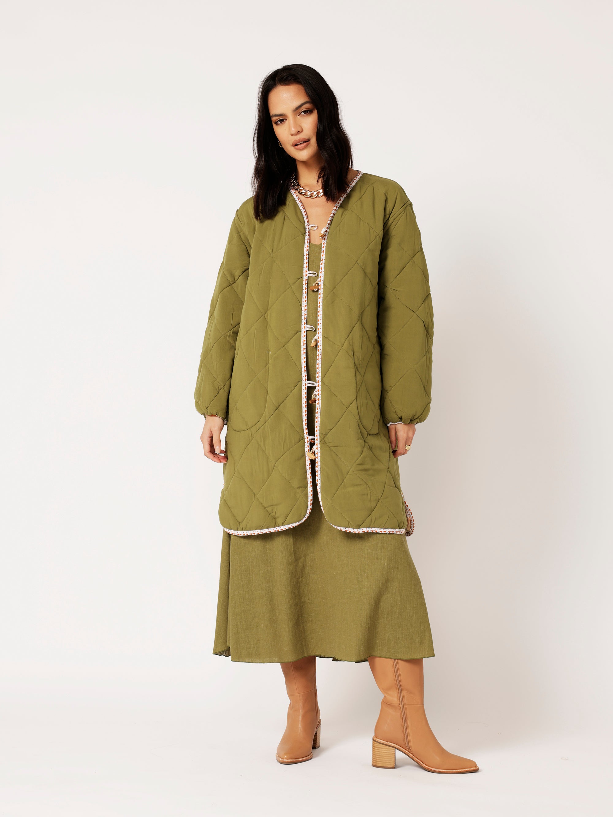 Quilted Jacket LONG | Tokyo Cinnamon - Saffron Road