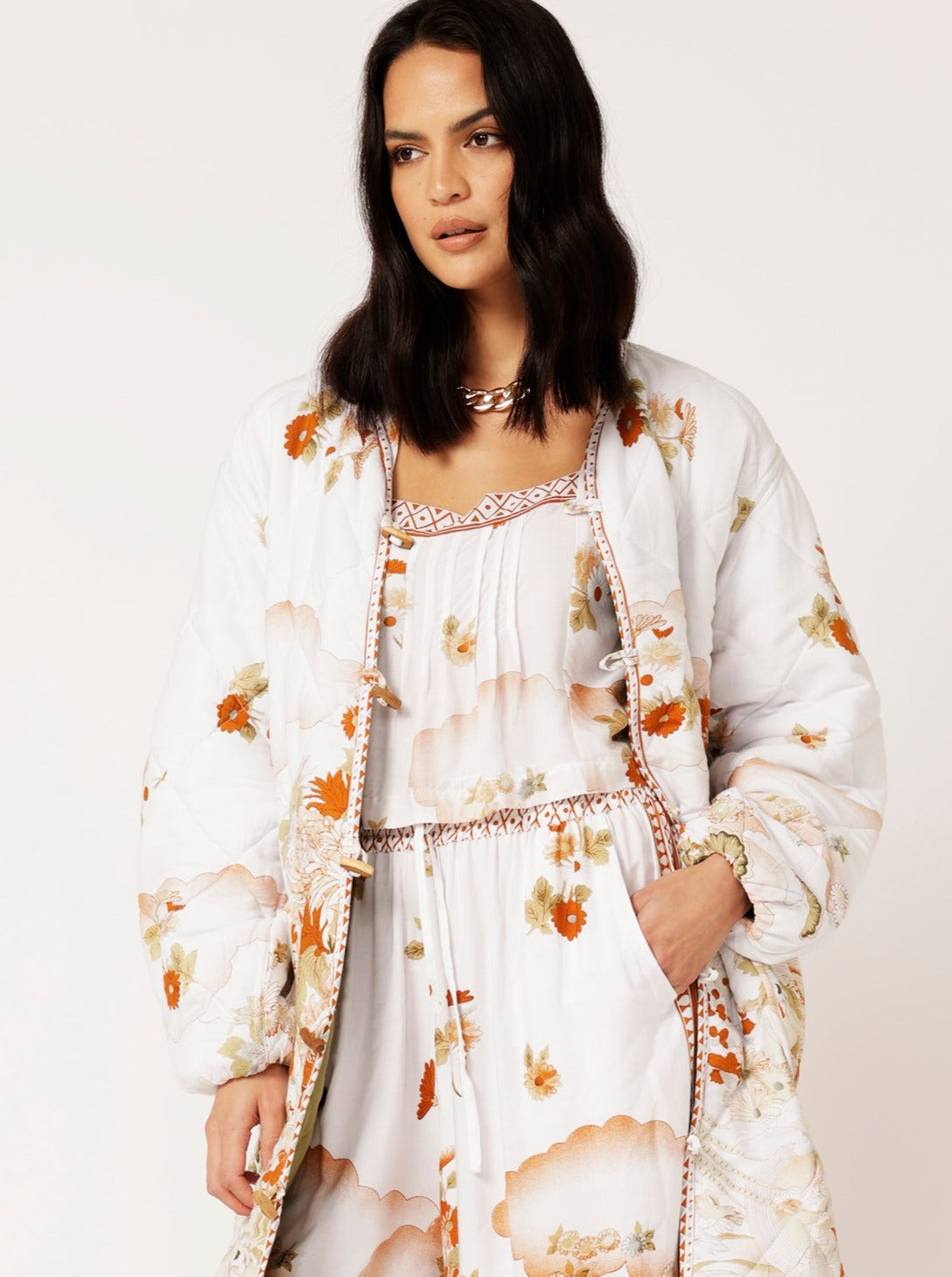Quilted Jacket LONG | Tokyo Cinnamon - Saffron Road