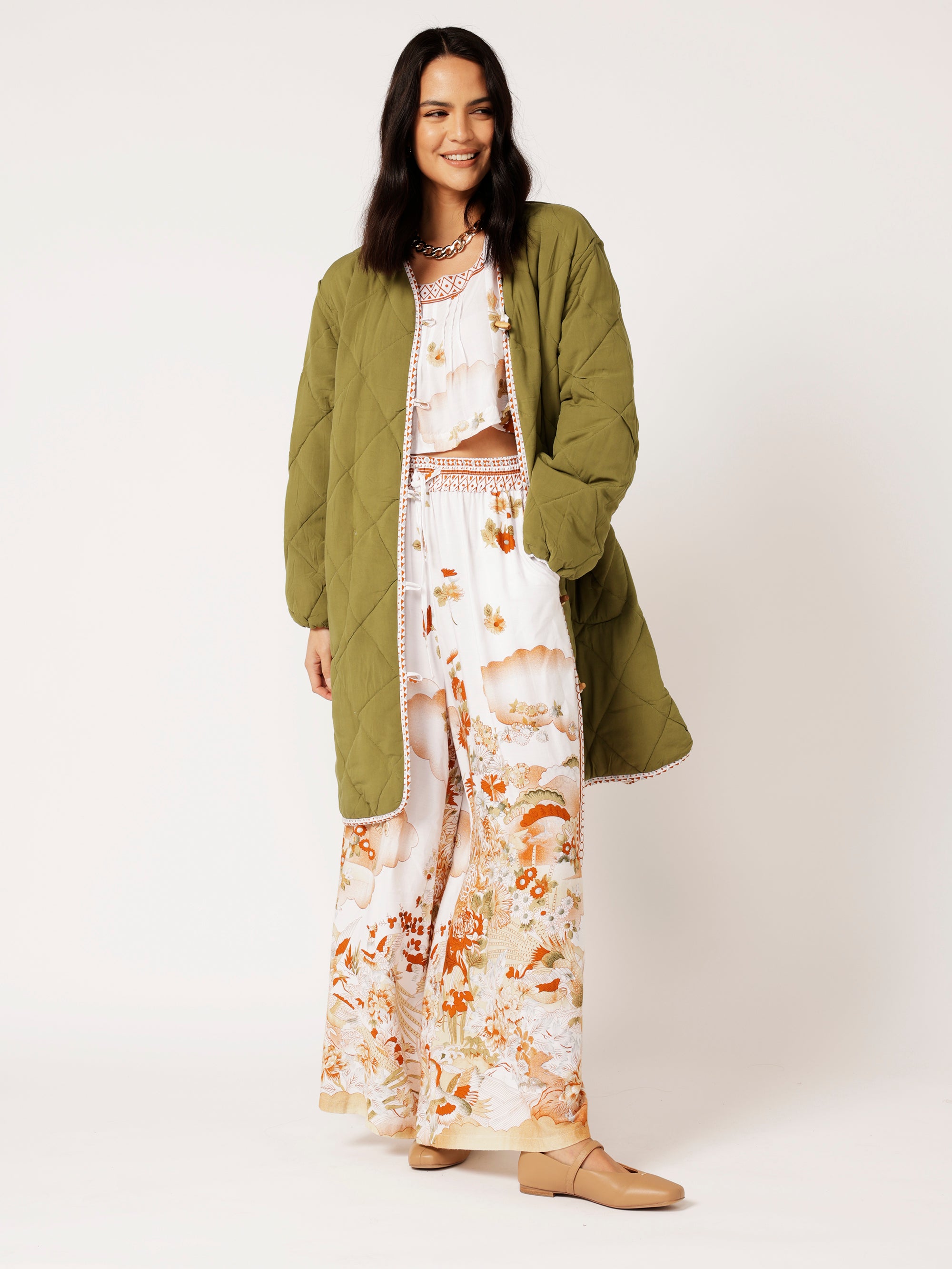 Quilted Jacket LONG | Tokyo Cinnamon - Saffron Road