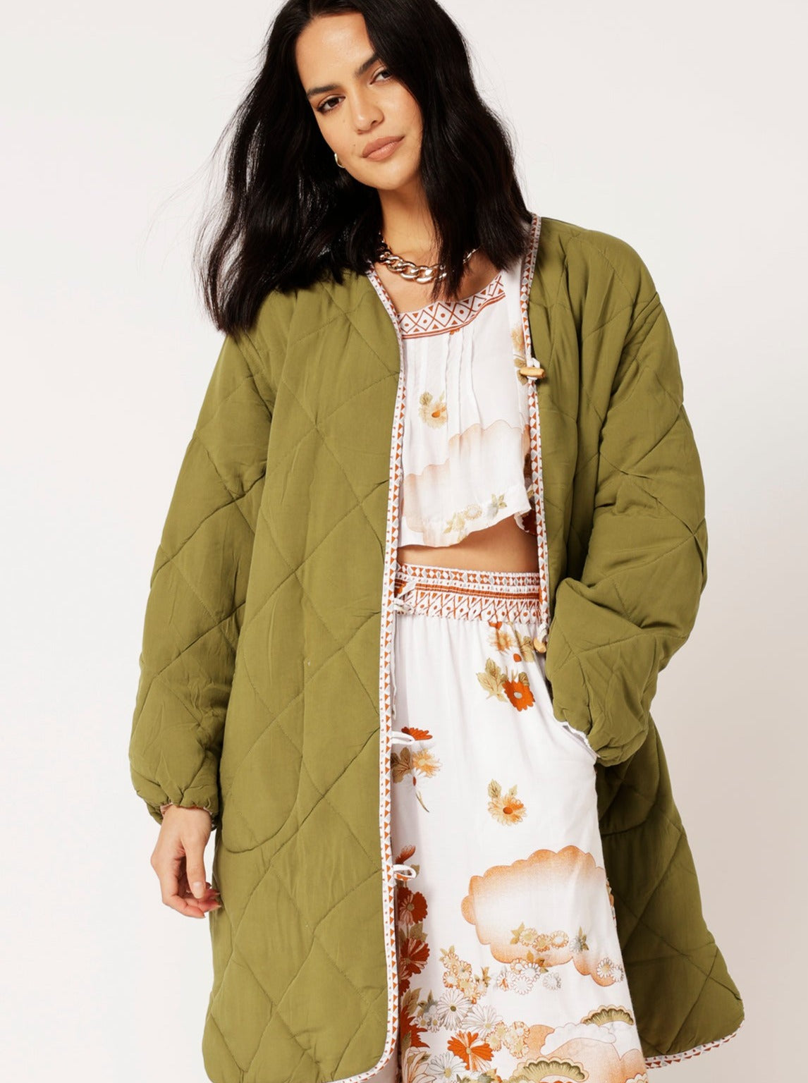 Quilted Jacket LONG | Tokyo Cinnamon - Saffron Road
