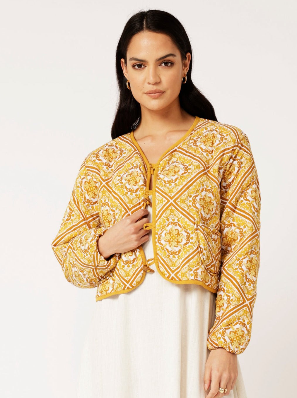 Quilted Jacket CROPPED | Golden Tile - Saffron Road