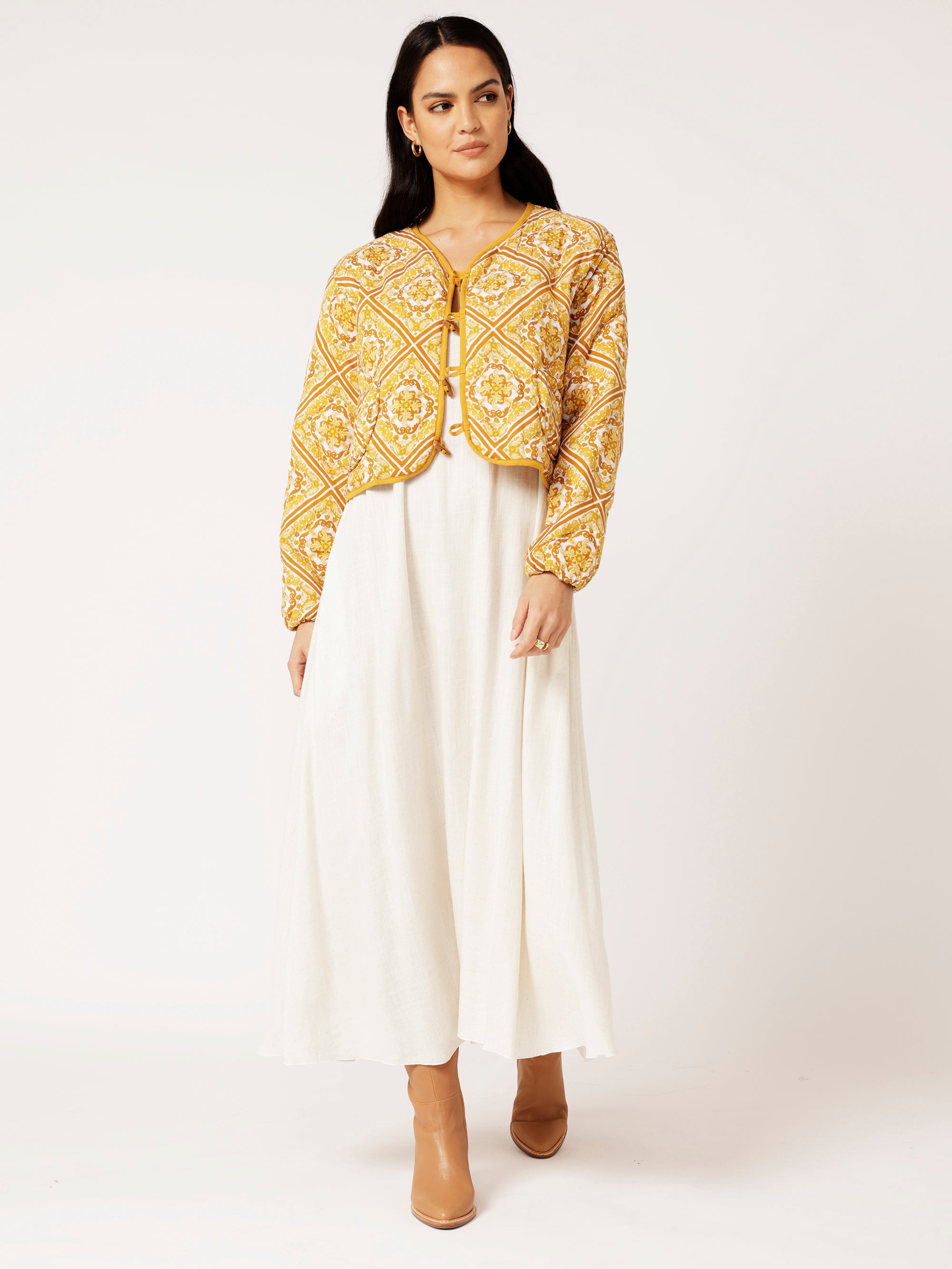 Quilted Jacket CROPPED | Golden Tile - Saffron Road