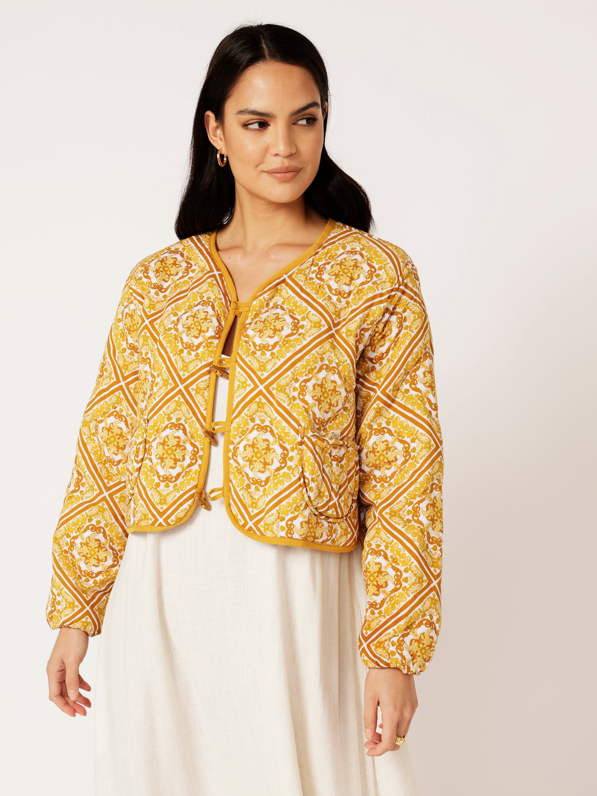Quilted Jacket CROPPED | Golden Tile - Saffron Road