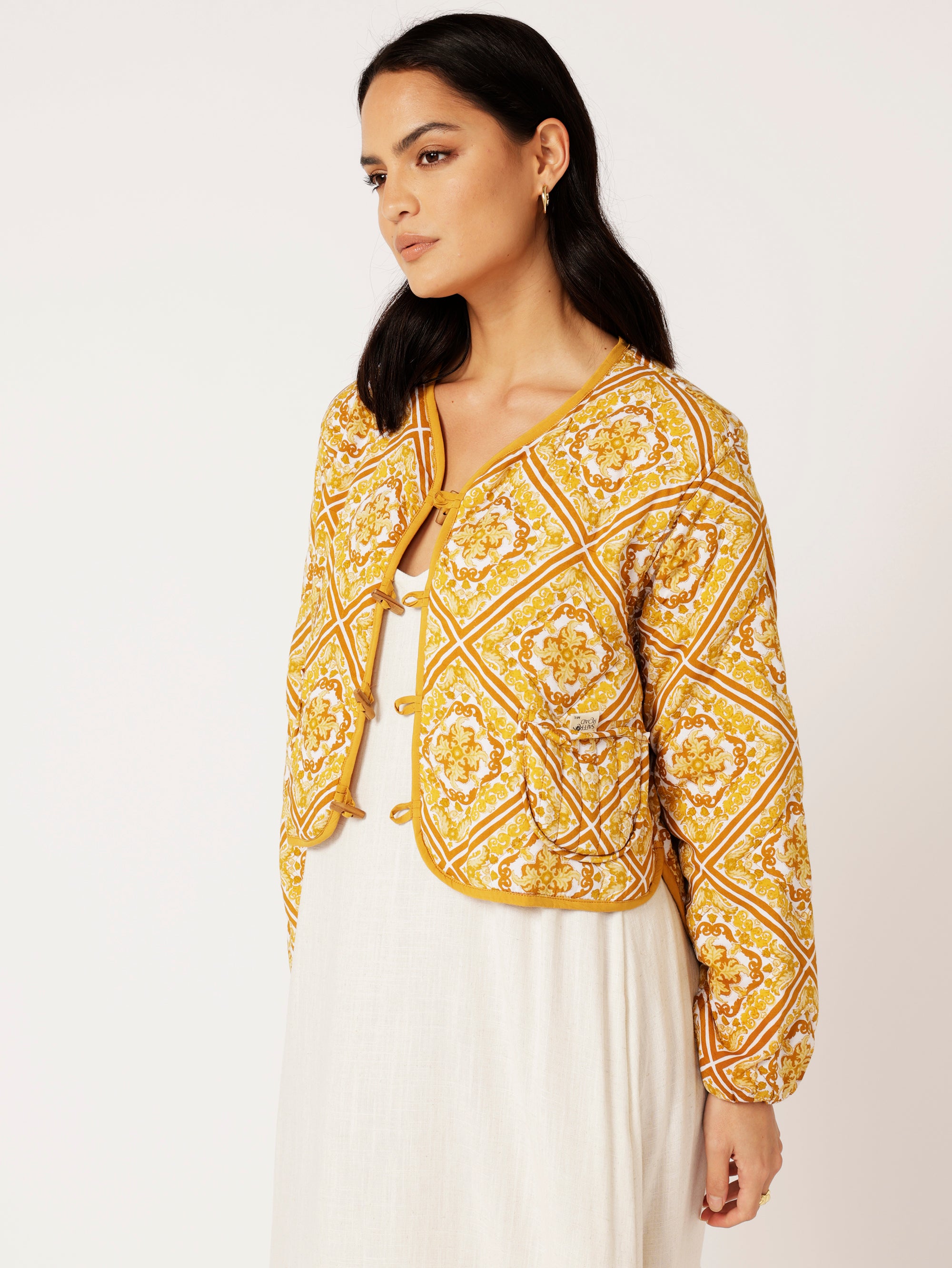 Quilted Jacket CROPPED | Golden Tile - Saffron Road