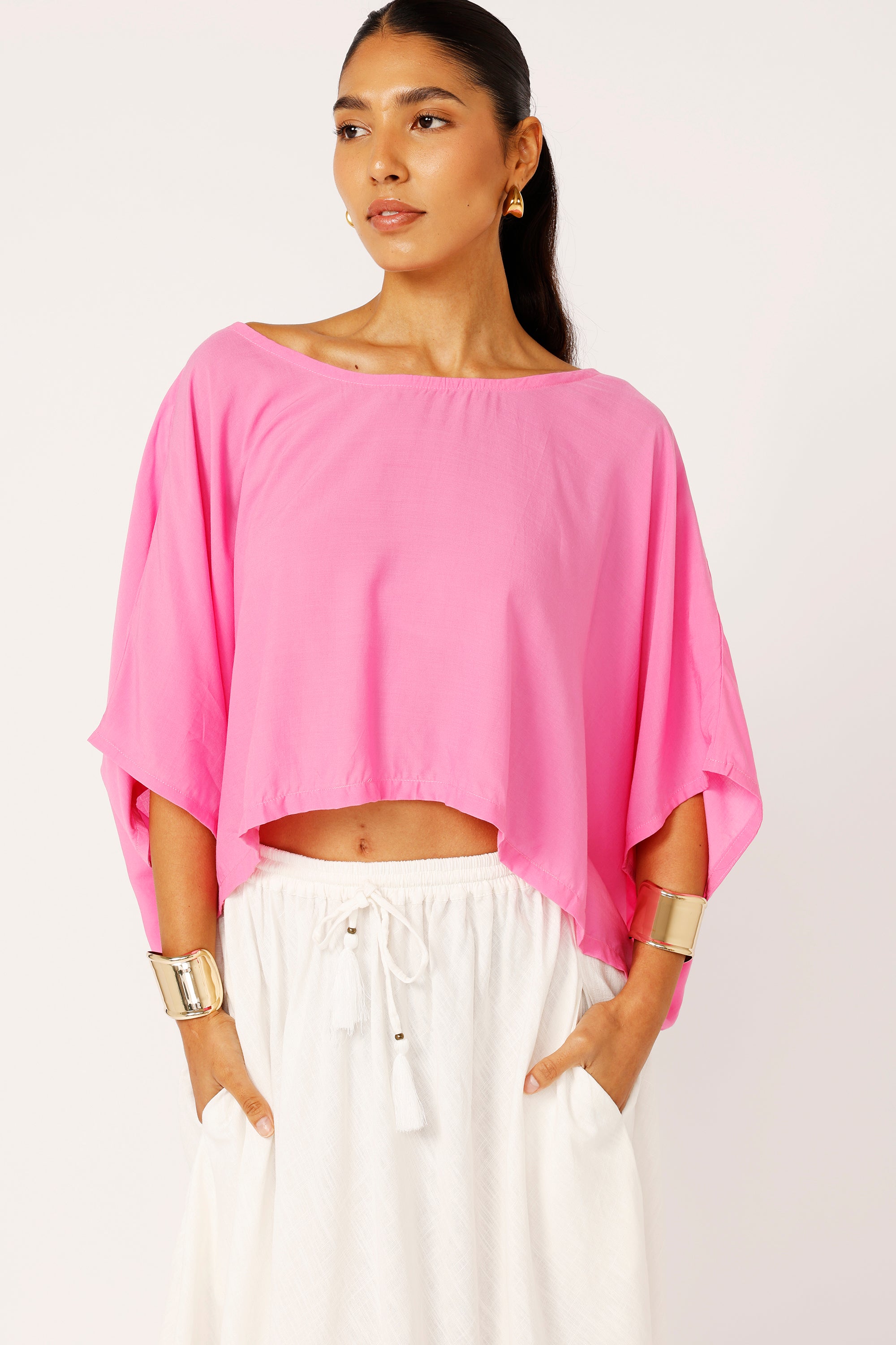 The Nat Top (Cropped) | Pink Flamingo - Saffron Road