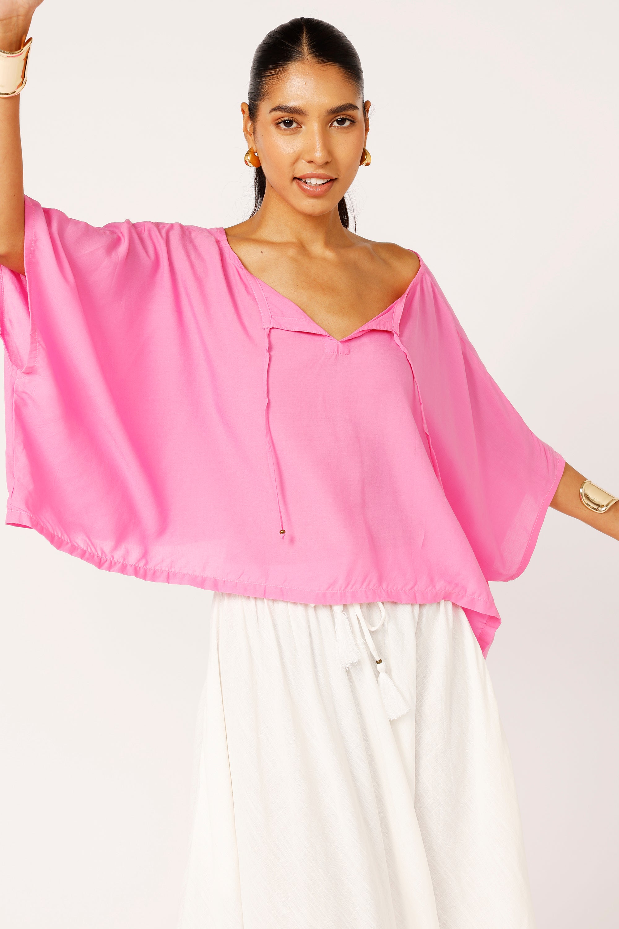 The Nat Top (Cropped) | Pink Flamingo - Saffron Road