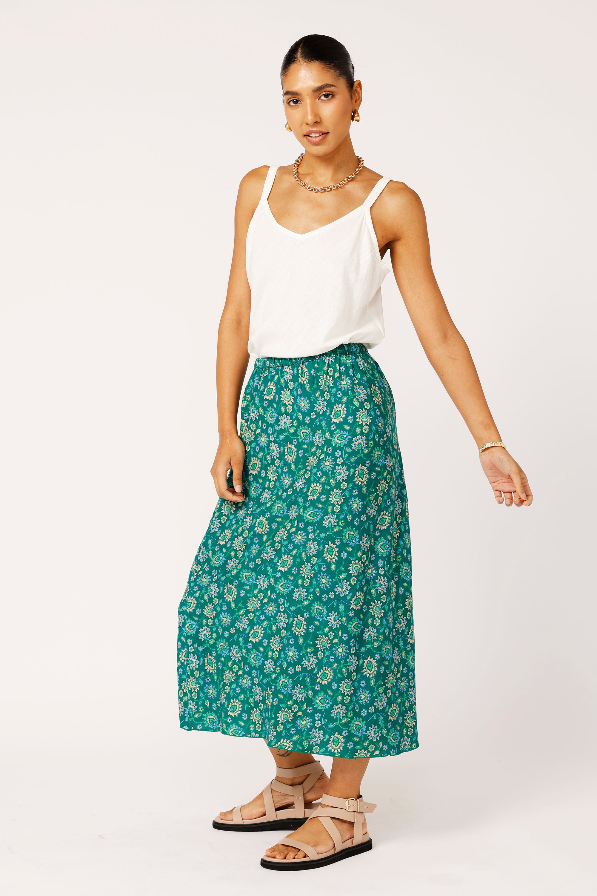 Bias Cut Skirt | Forest Flower - Saffron Road