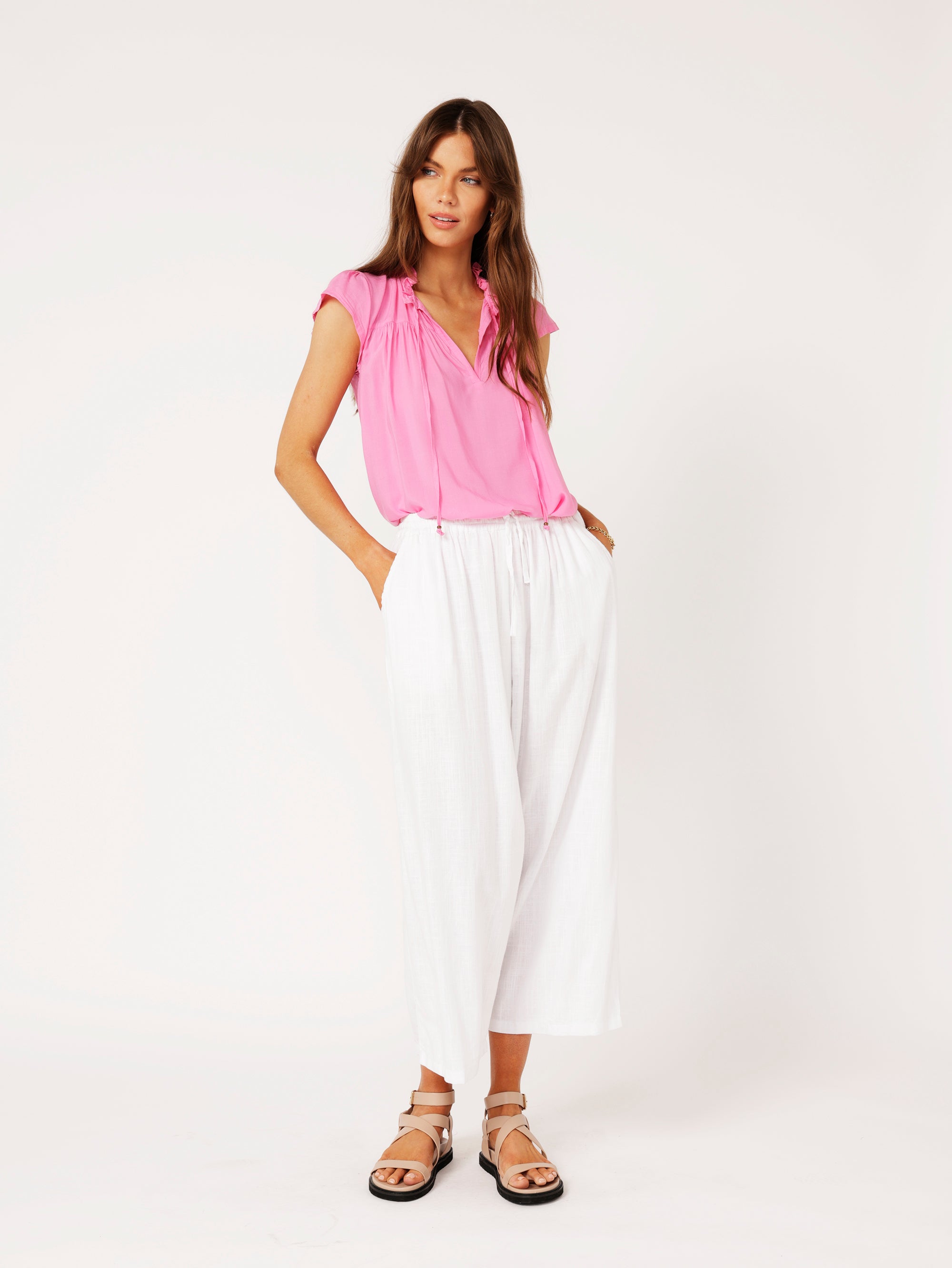 Freddie Blouse (Short Sleeve) | Pink Flamingo - Saffron Road