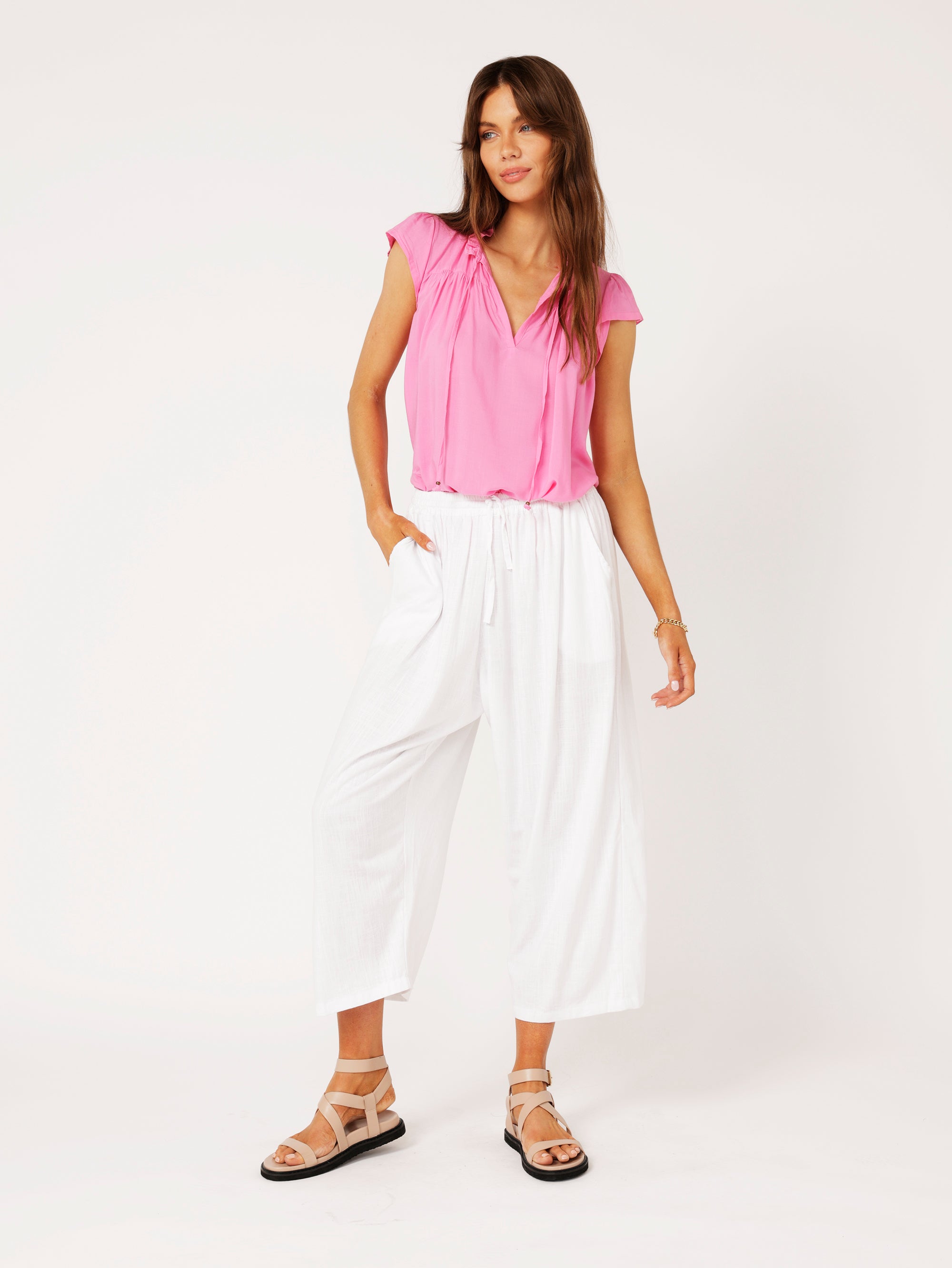 Freddie Blouse (Short Sleeve) | Pink Flamingo - Saffron Road