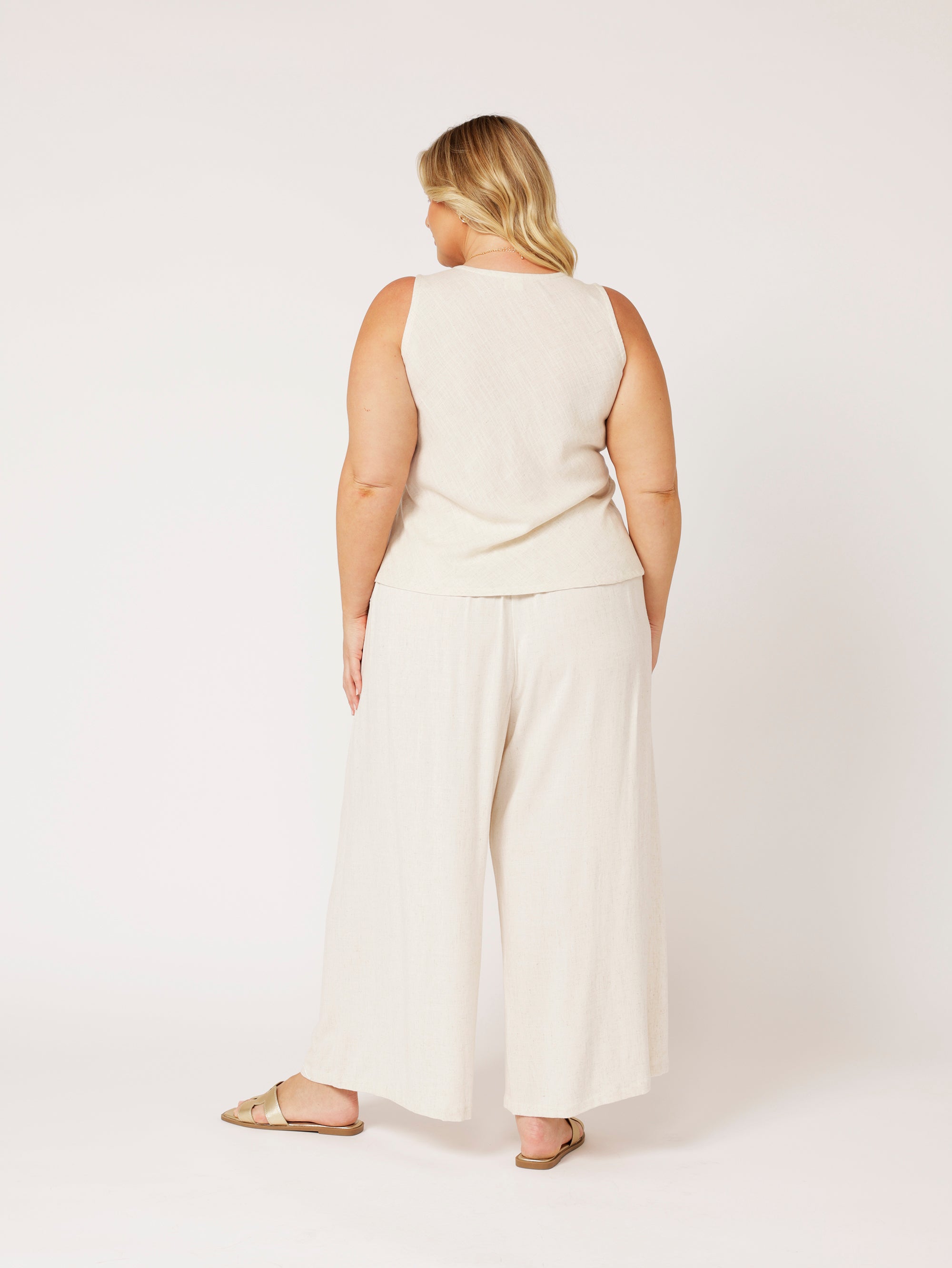 Viv Tank | Wheat | Linen Viscose - Saffron Road
