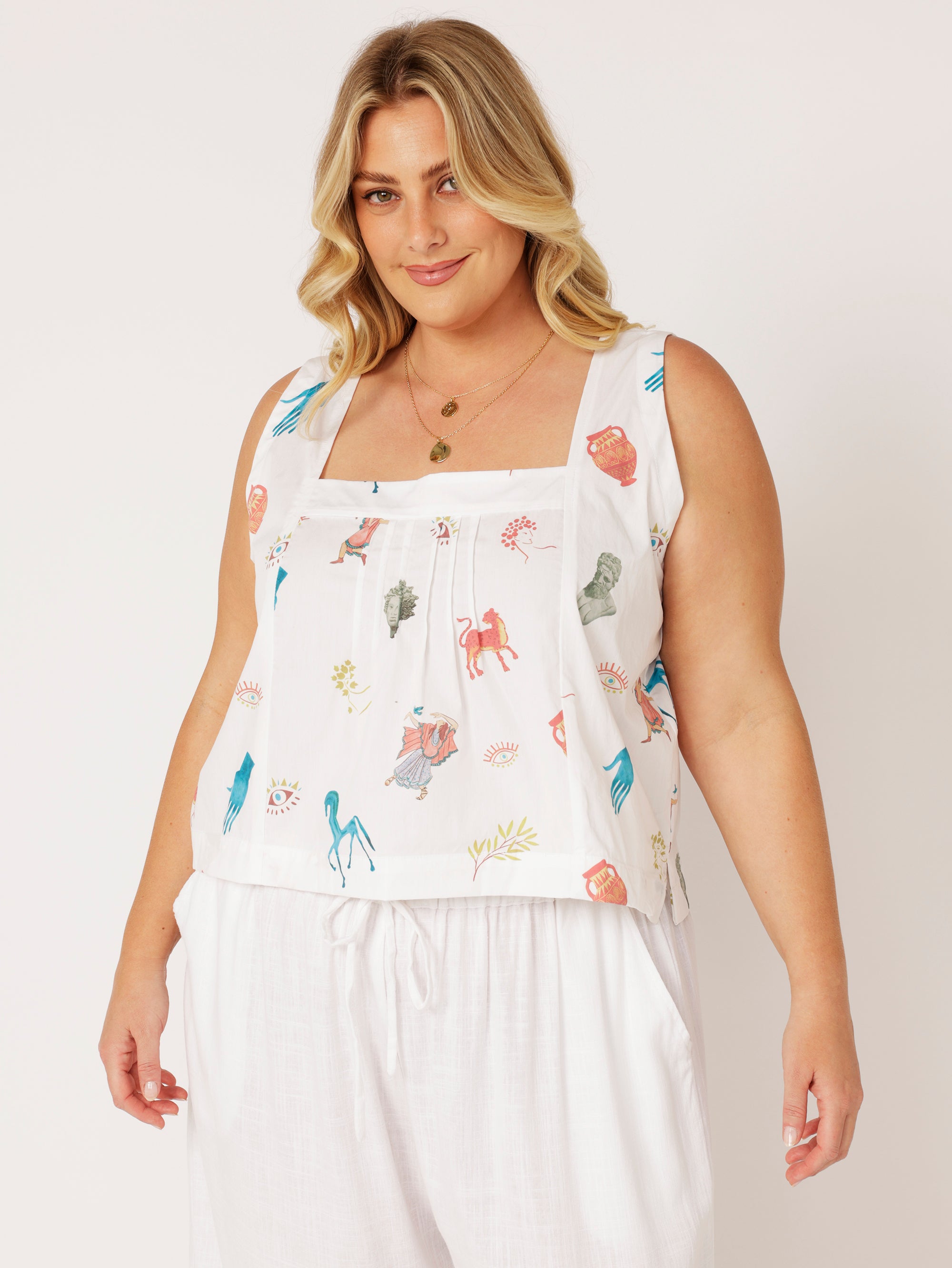 Lotus Tank Cropped | Grecian White - Saffron Road