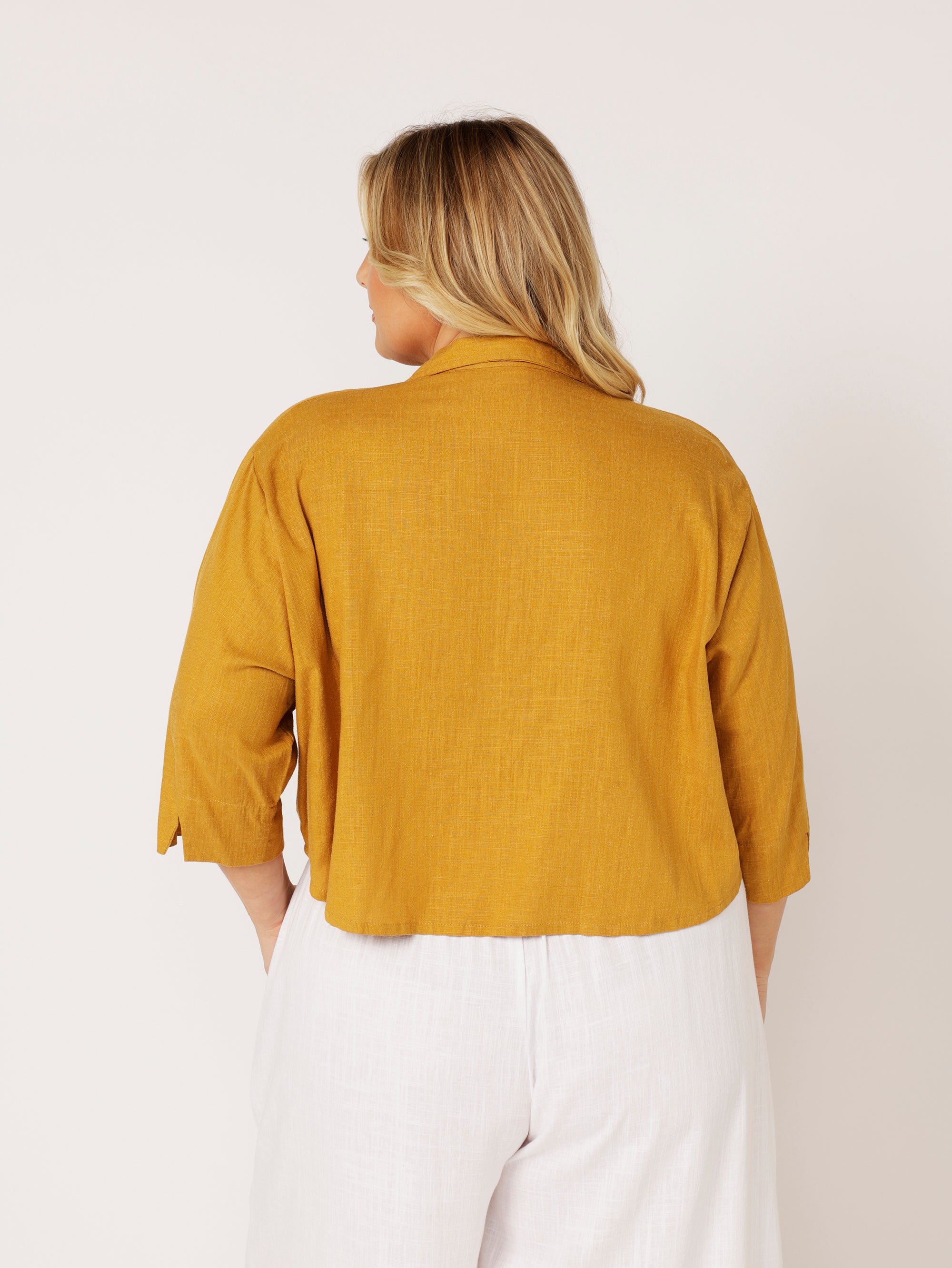 Mini Willow Shirt LS | Mustard | Linen Viscose - Saffron Road