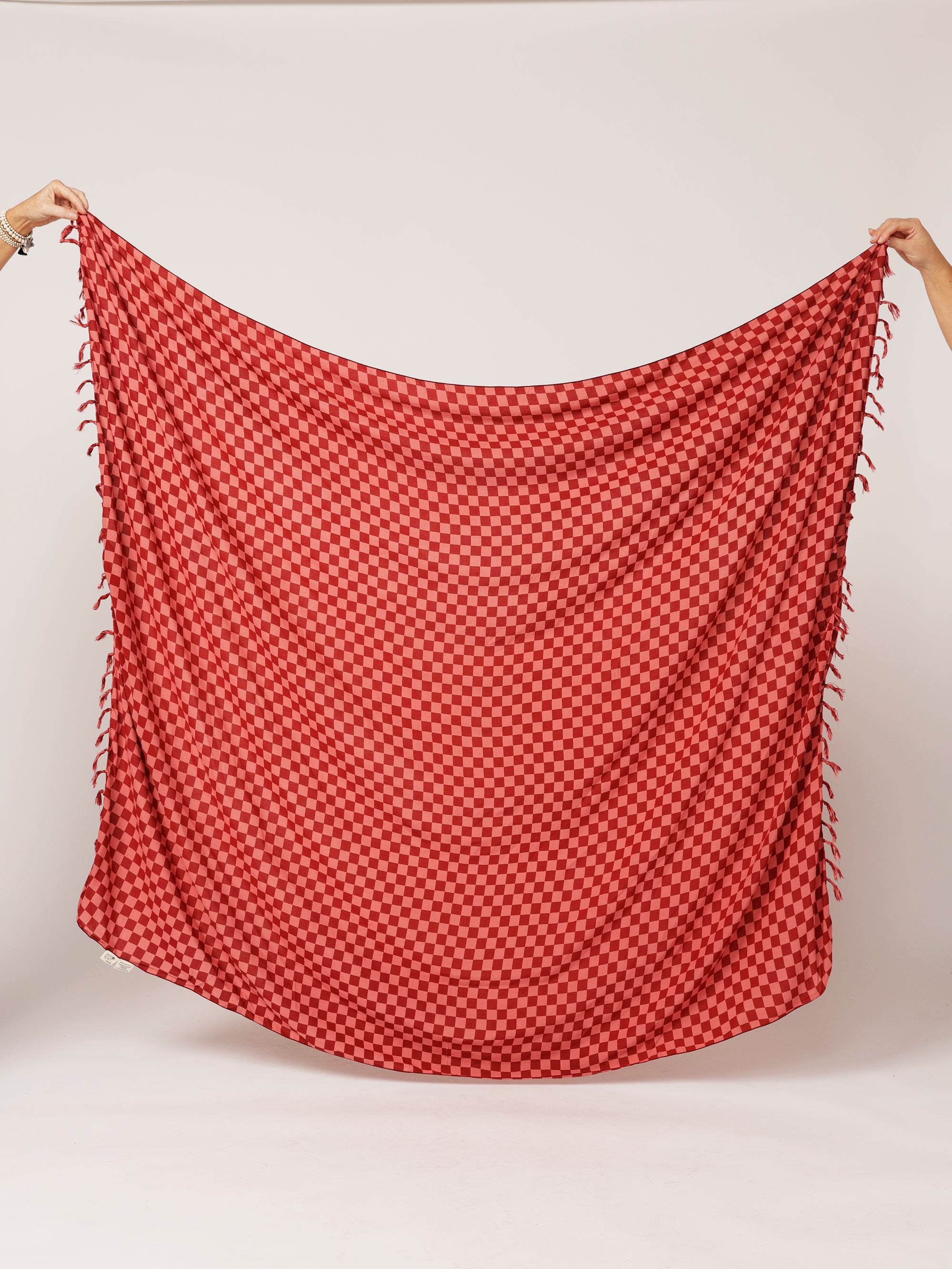 Travel Wrap | Checkerboard Red - Saffron Road