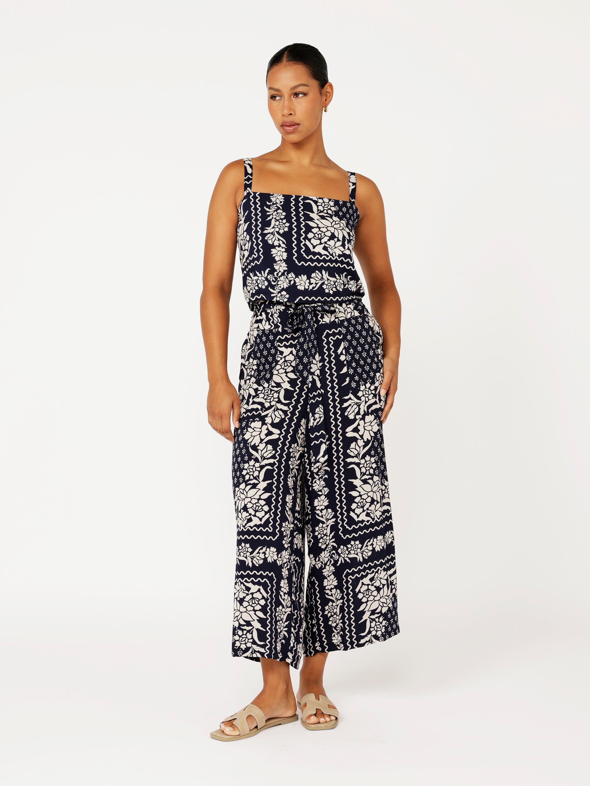 High Waisted Lounge Pant | Cropped | Heritage Bandana - Saffron Road