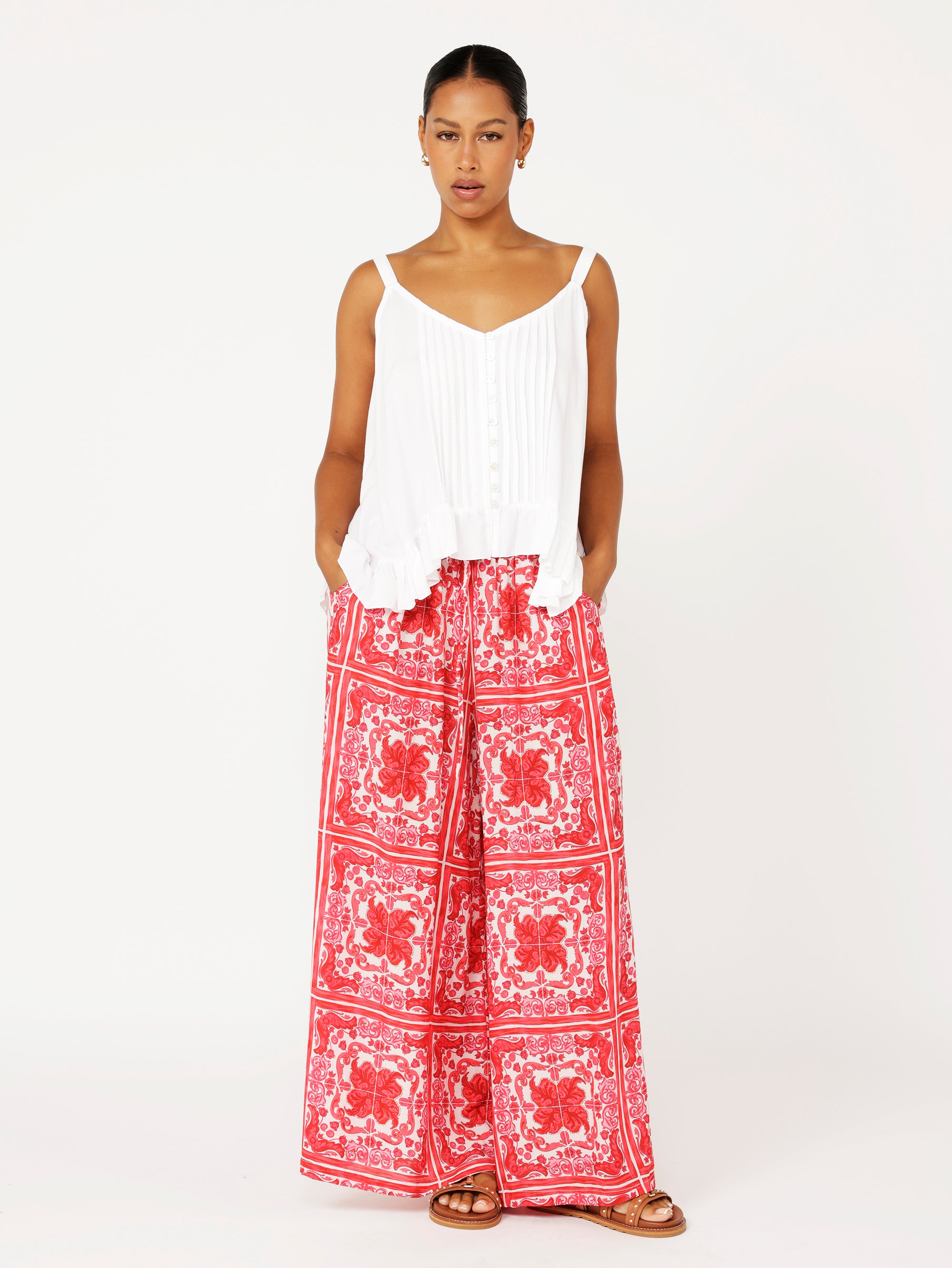 Palazzo Pant | Hibiscus Heat - Saffron Road