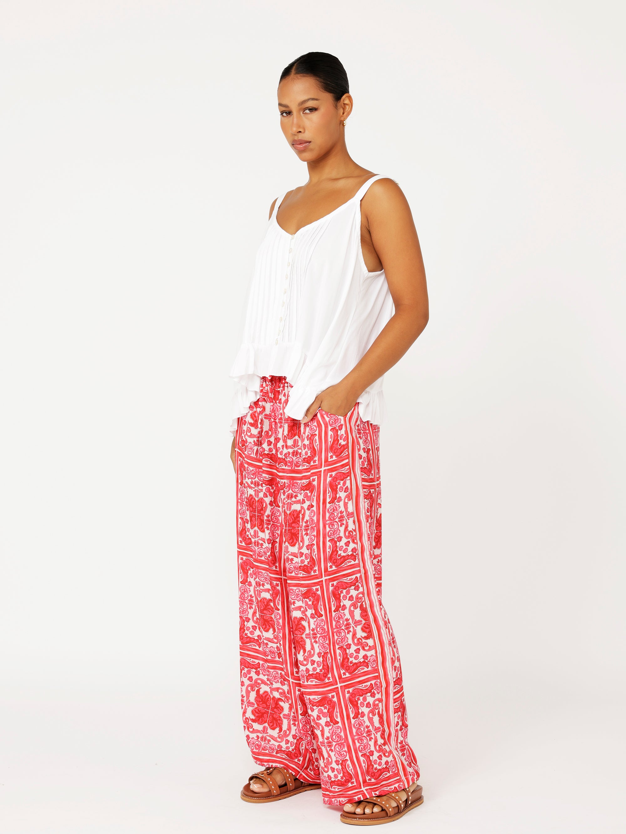 Palazzo Pant | Hibiscus Heat - Saffron Road