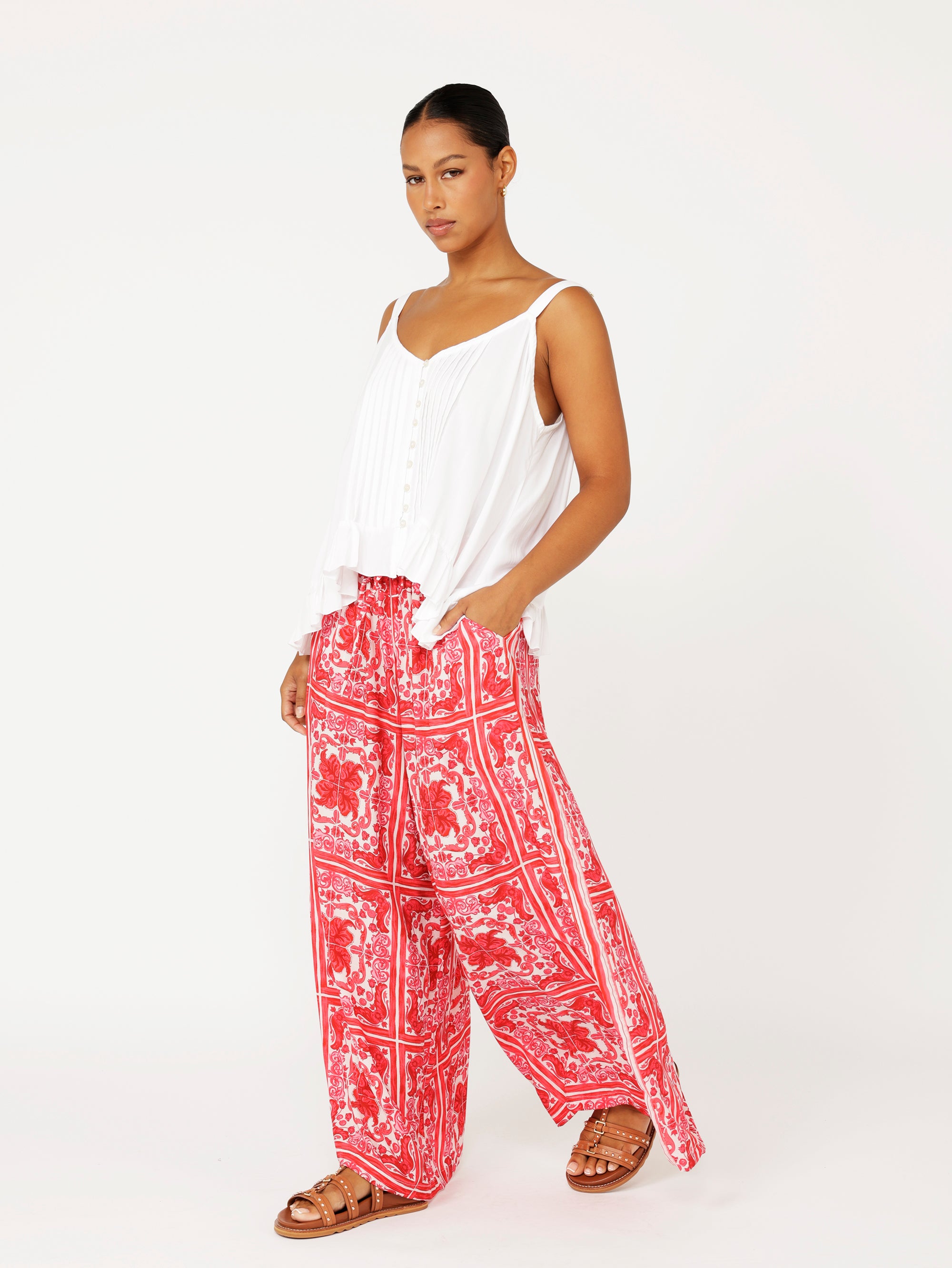 Palazzo Pant | Hibiscus Heat - Saffron Road