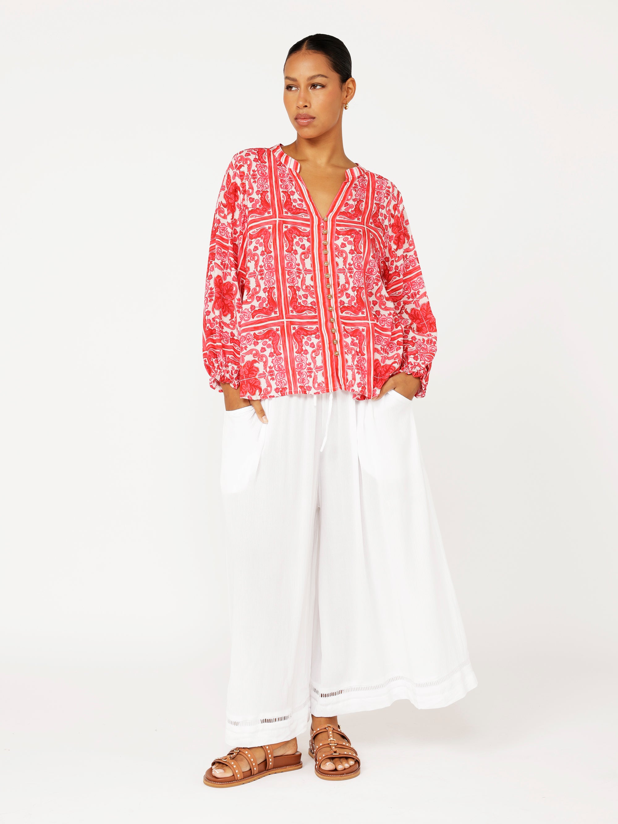 Amber Blouse | Hibiscus Heat - Saffron Road