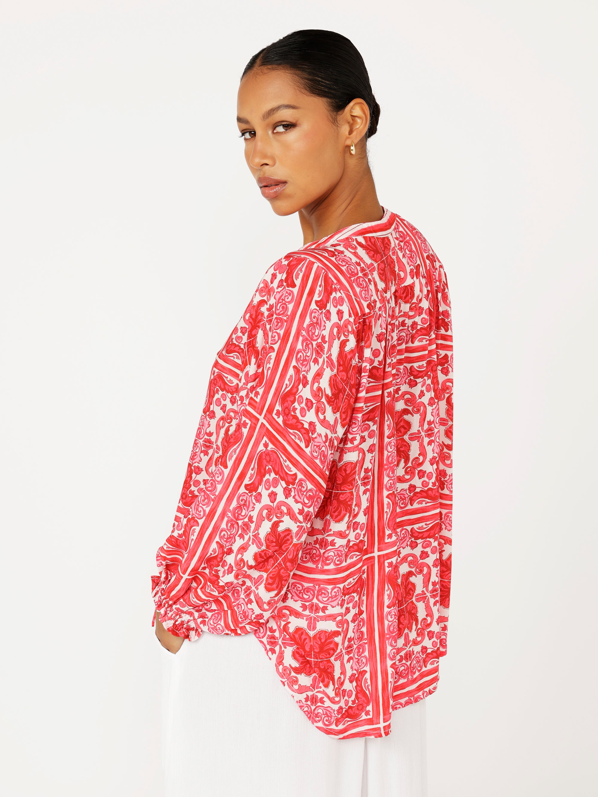 Amber Blouse | Hibiscus Heat - Saffron Road