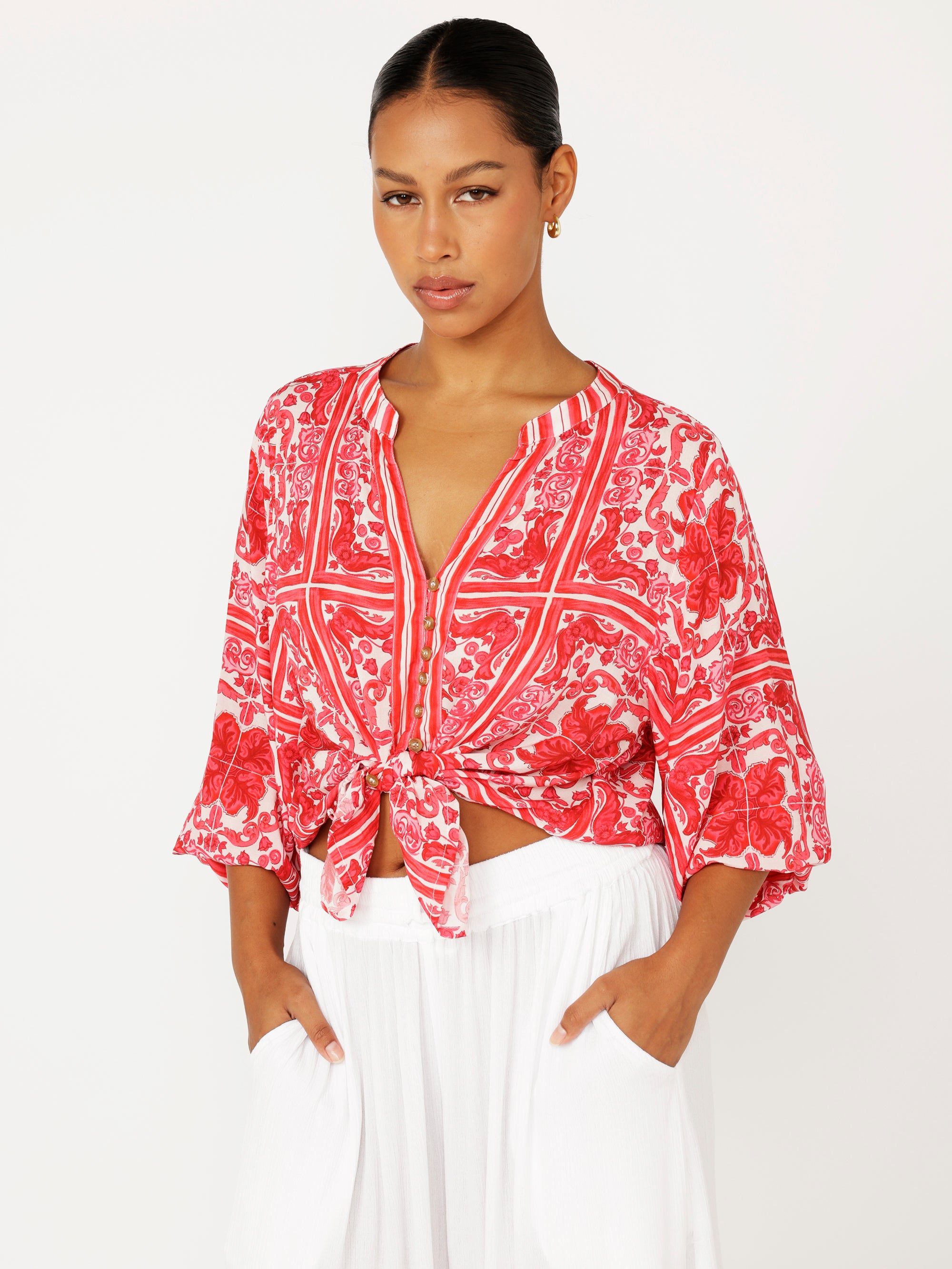 Amber Blouse | Hibiscus Heat - Saffron Road