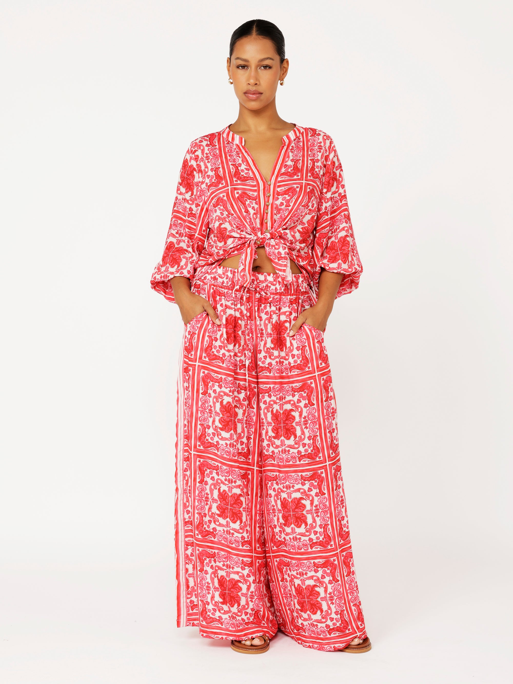 Palazzo Pant | Hibiscus Heat - Saffron Road