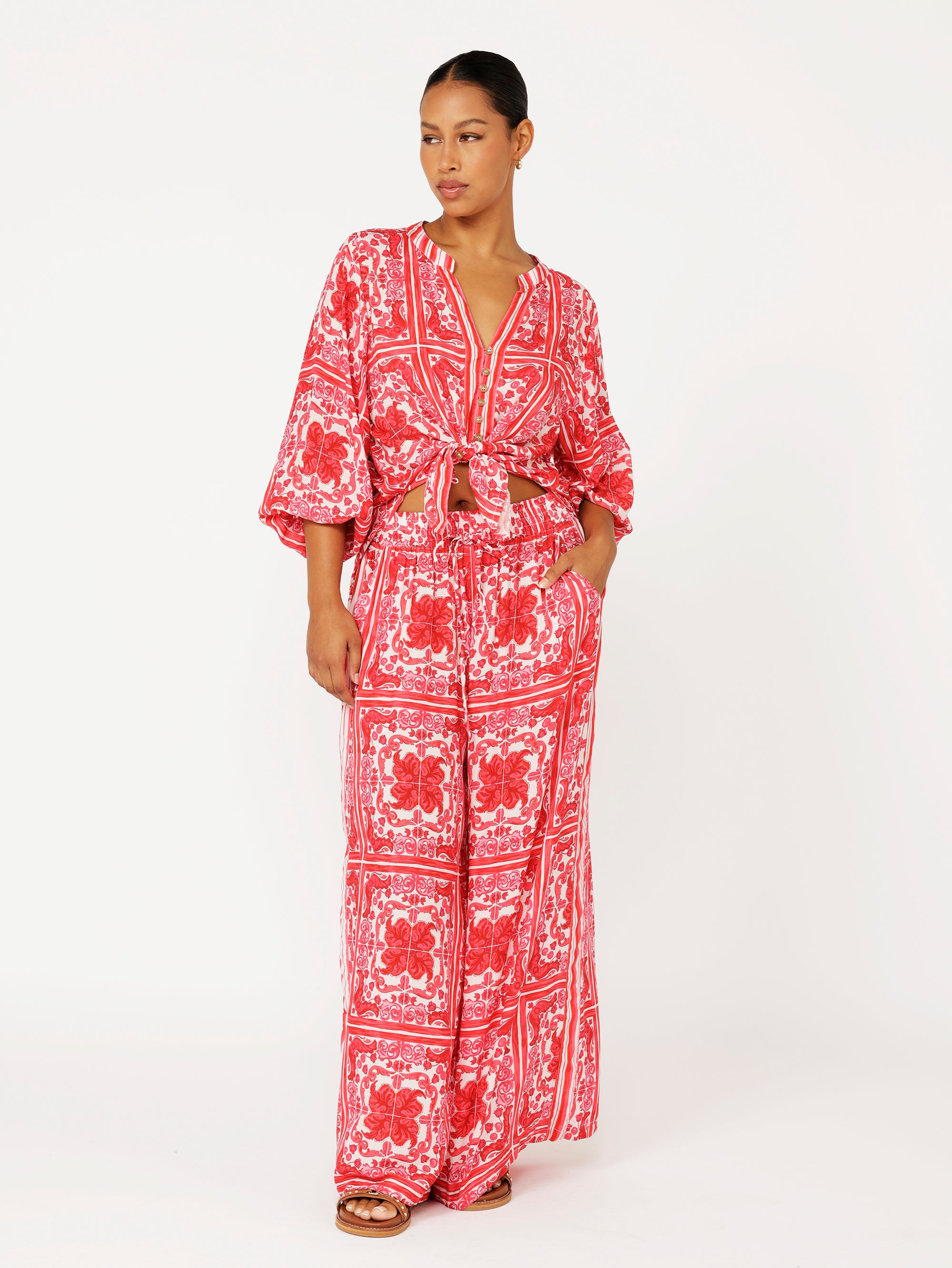 Palazzo Pant | Hibiscus Heat - Saffron Road