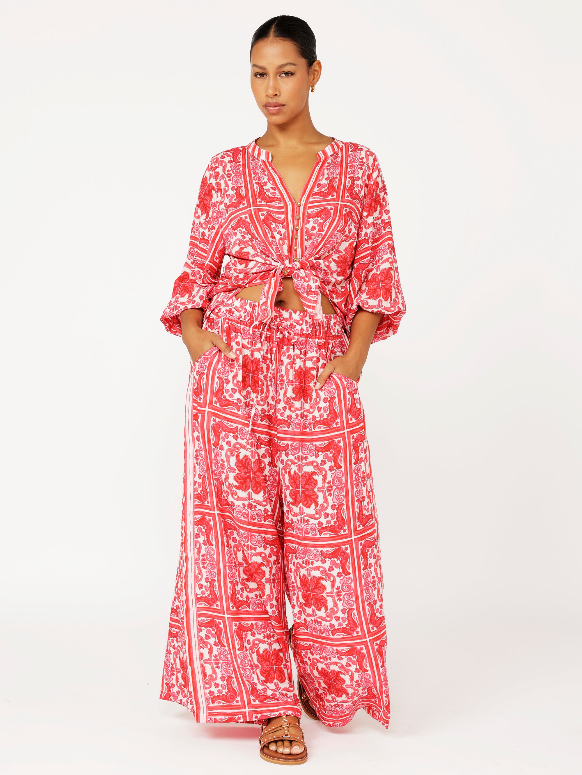 Palazzo Pant | Hibiscus Heat - Saffron Road