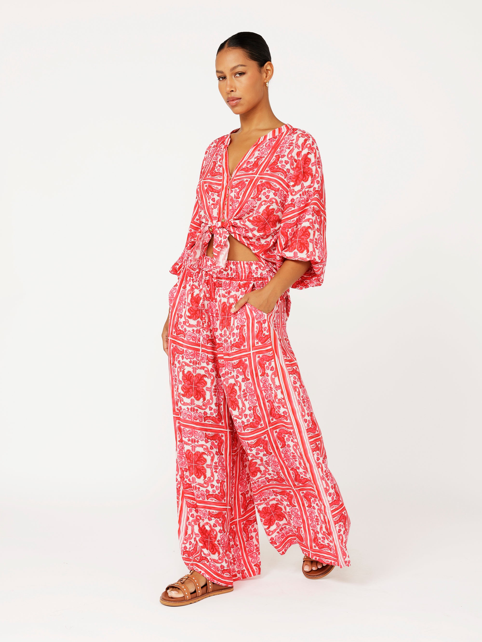 Palazzo Pant | Hibiscus Heat - Saffron Road